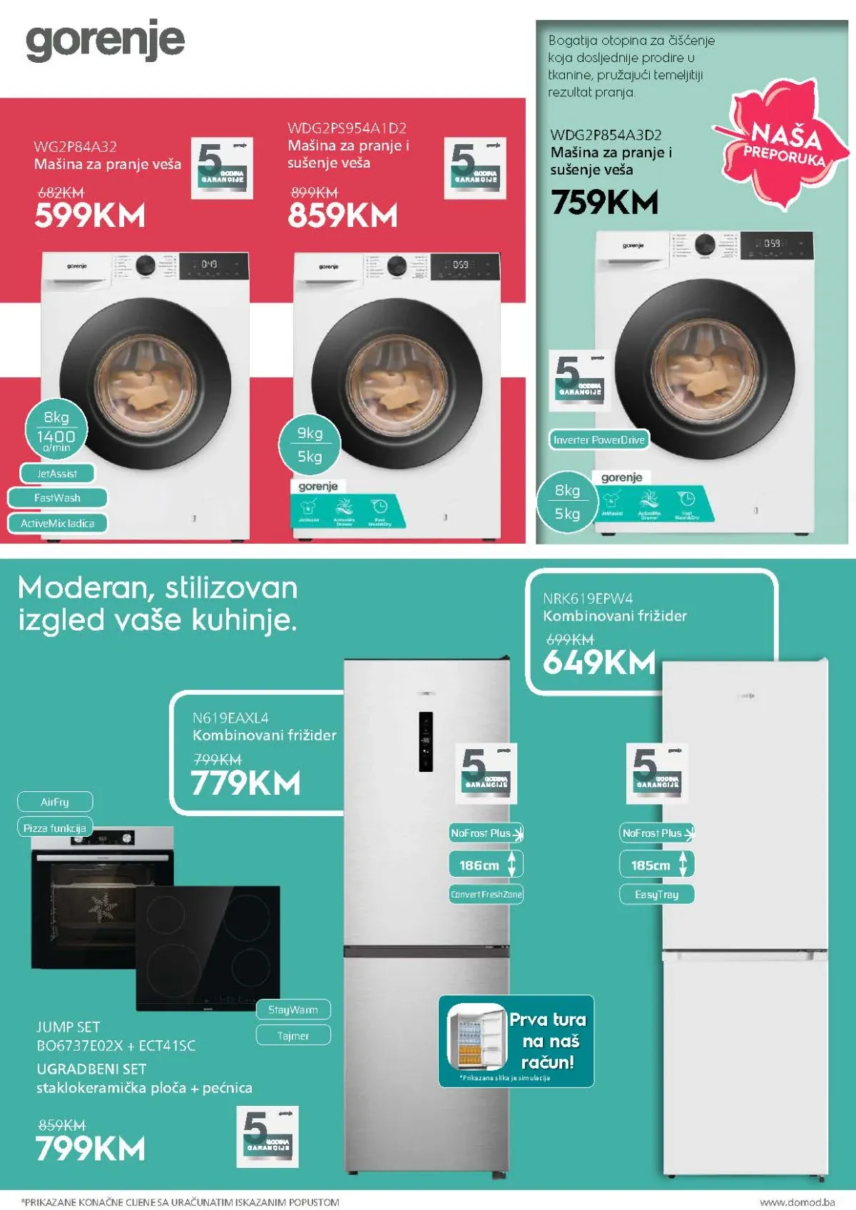 DOMOD katalog – Gorenje mašine za veš, frižideri i ugradbeni aparati