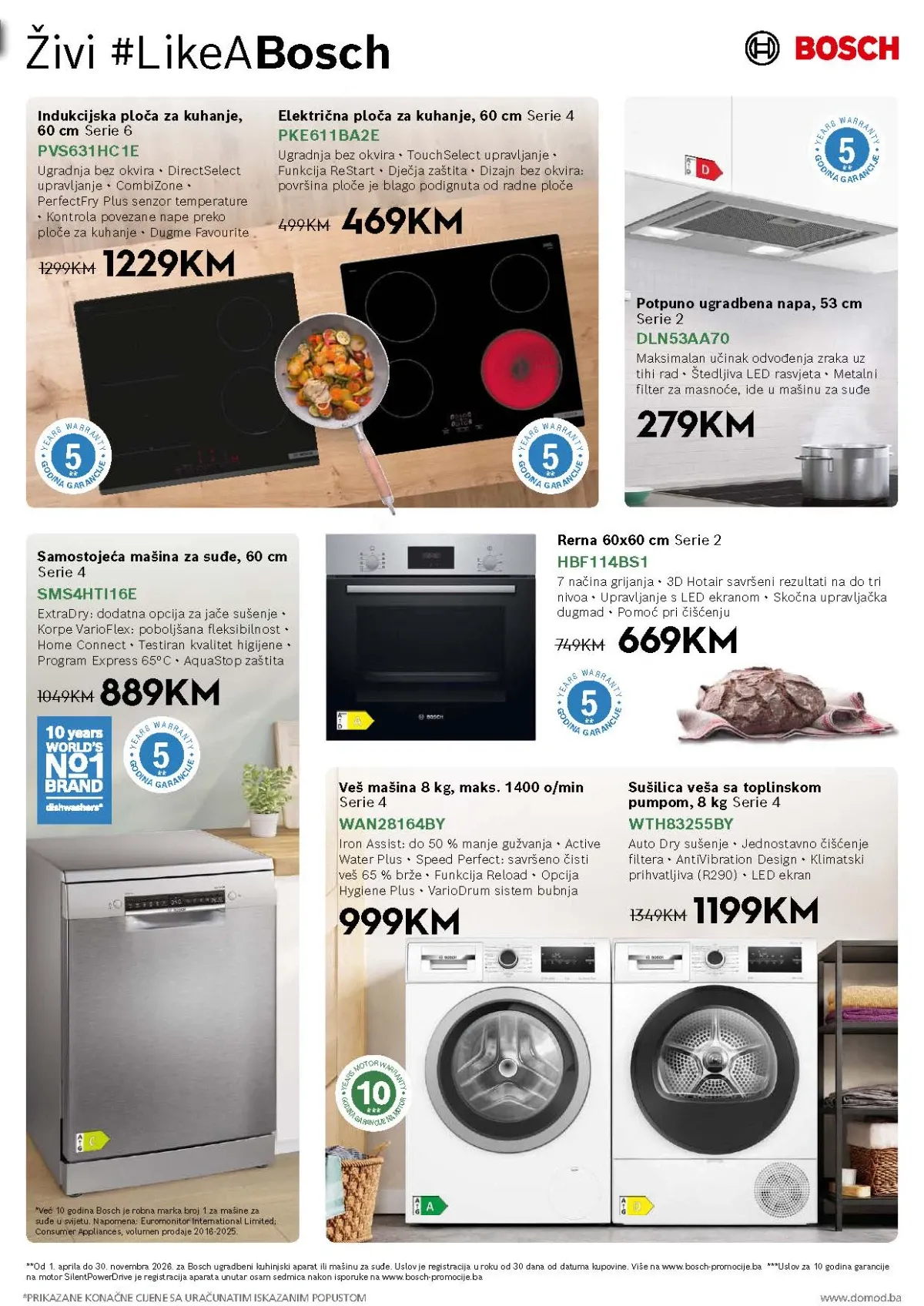 DOMOD katalog – Bosch ploče, pećnice, mašine za veš i posuđe te sušilice