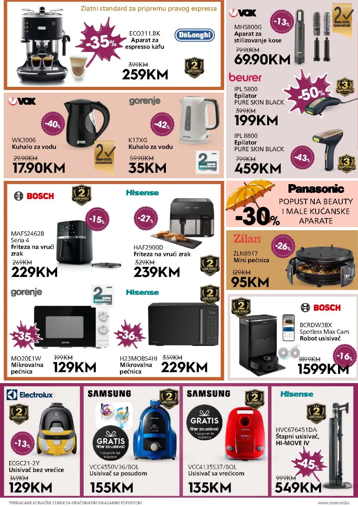 DOMOD katalog – aparati za kafu, friteze, mikrovalne pećnice, usisivači i epilatori