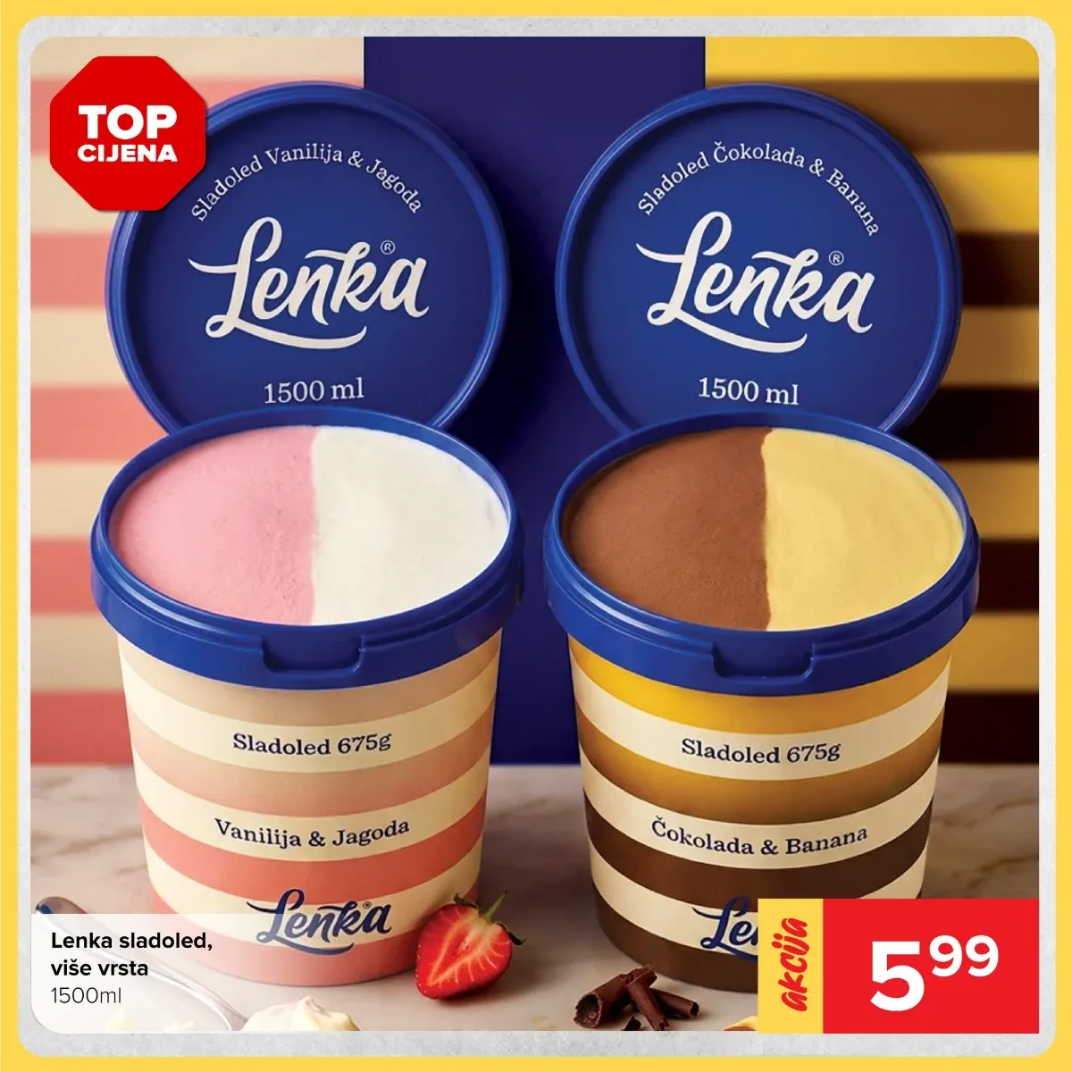 Đurić vikend akcija – Lenka sladoled 1500 ml po cijeni 5,99 KM