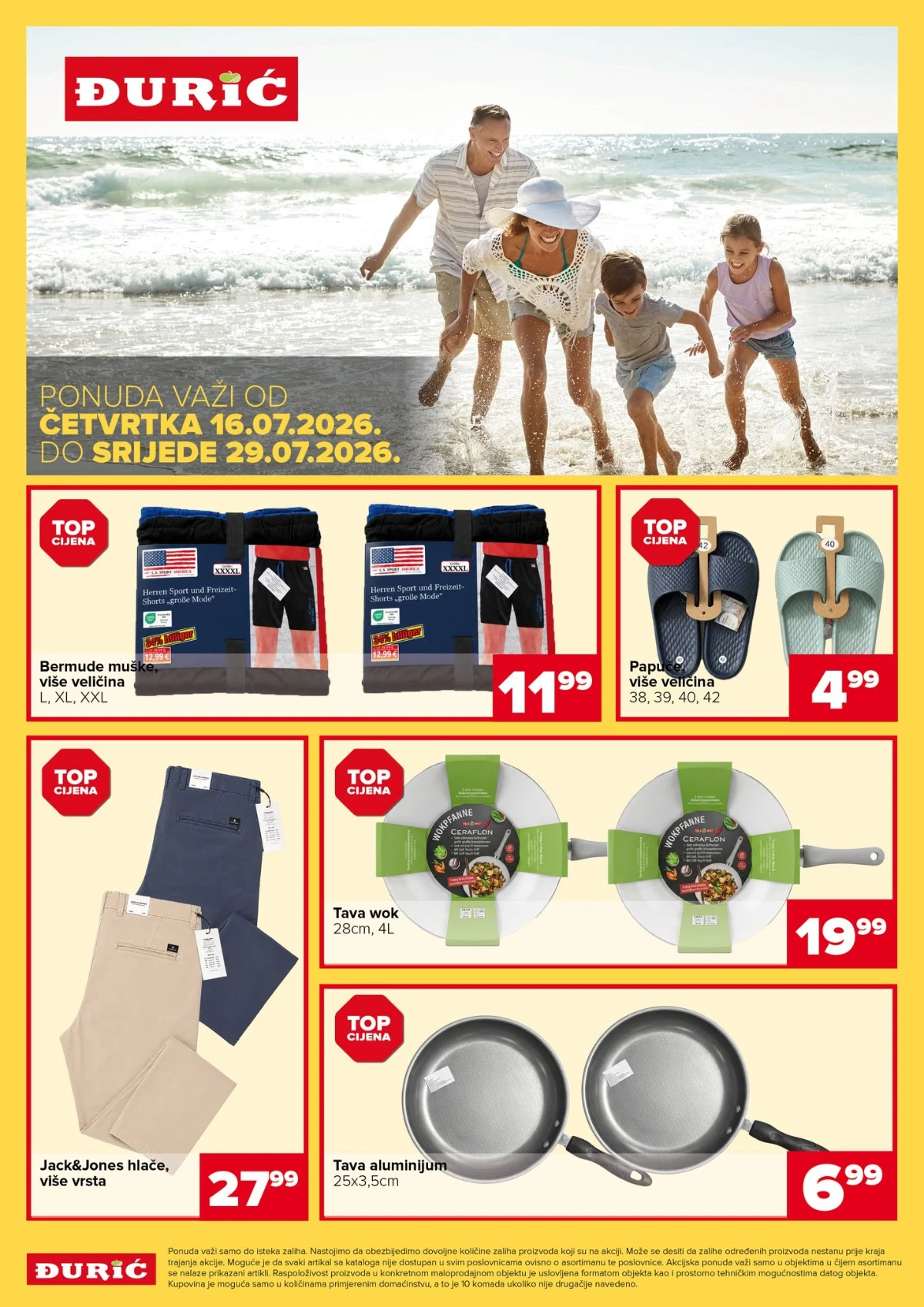 Đurić Supermarket katalog 16.07. do 29.07.2026. – prehrana, piće, kućne potrepštine, odjeća i proizvodi za domaćinstvo uz popuste do 50%