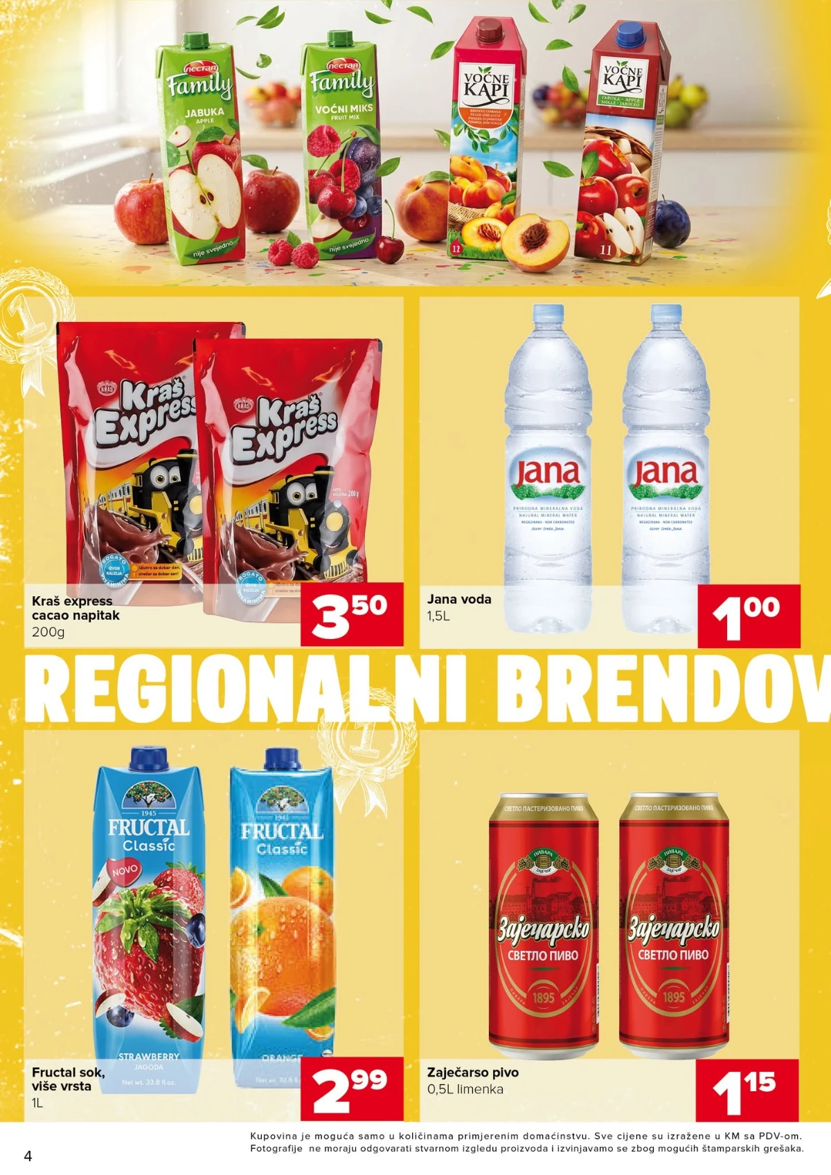 Đurić Supermarket katalog – Jana voda, Fructal sokovi i Zaječarsko pivo na akciji