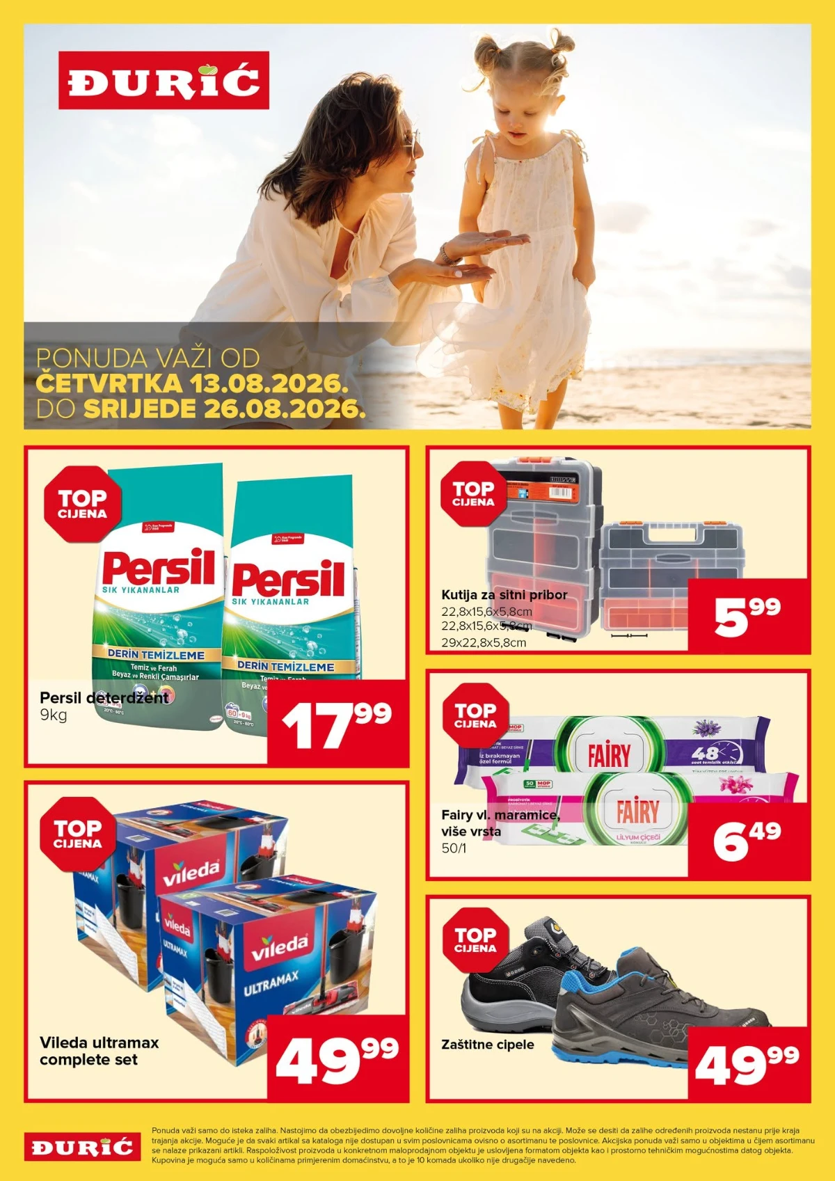 Đurić katalog do 26.08.2026. – Persil, Vileda, Fairy, zaštitne cipele i druga akcijska ponuda