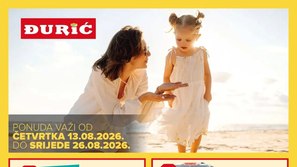 Đurić katalog do 26.08.2026. – TOP cijene na prehranu, posne proizvode, kućne potrepštine i druge artikle