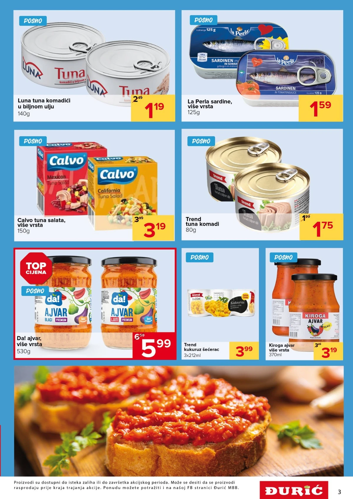 Đurić katalog do 26.08.2026. – tuna, sardine, ajvar i drugi posni proizvodi