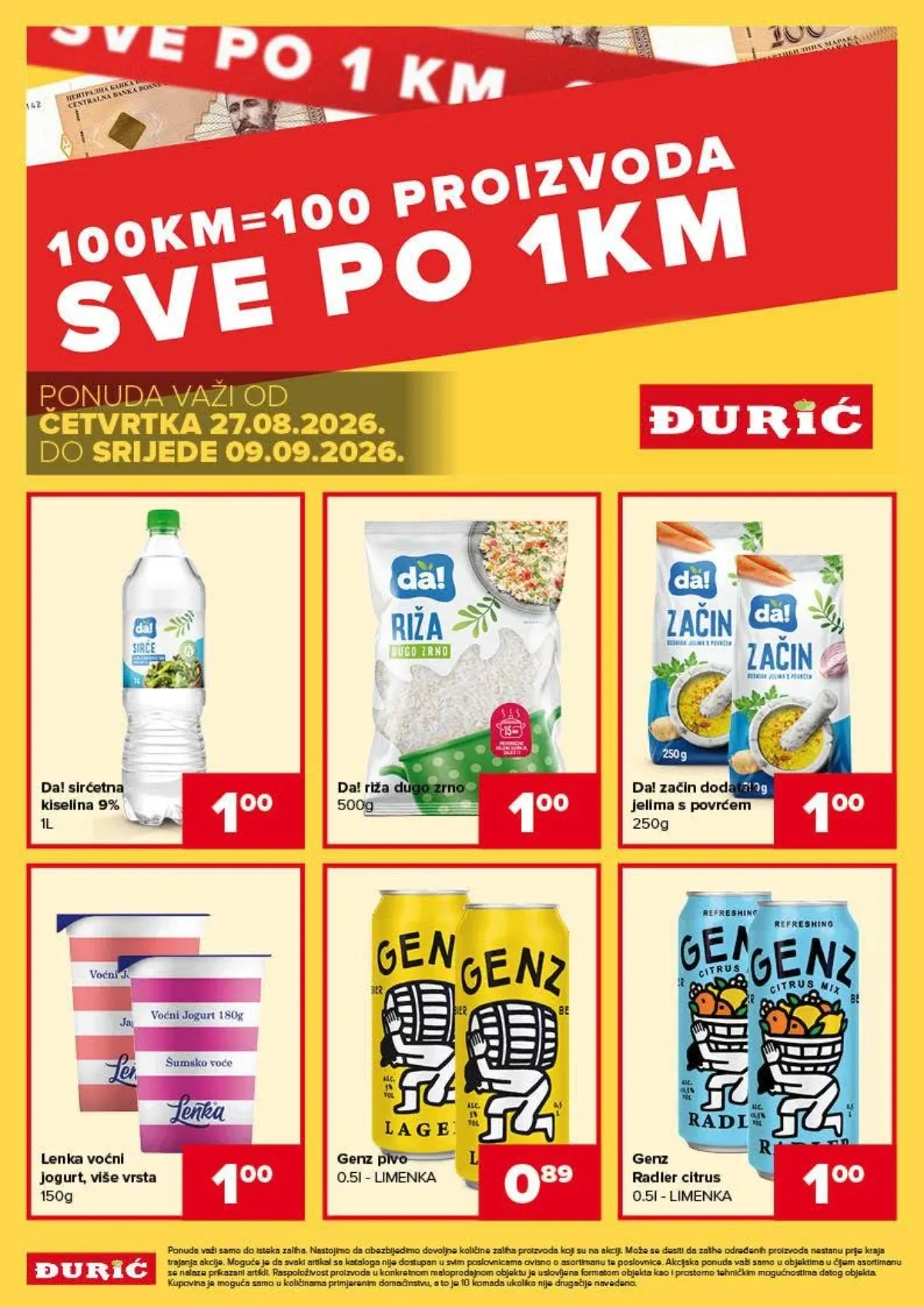 Đurić katalog od 27.08. do 09.09.2026. – čak 100 proizvoda po 1 KM
