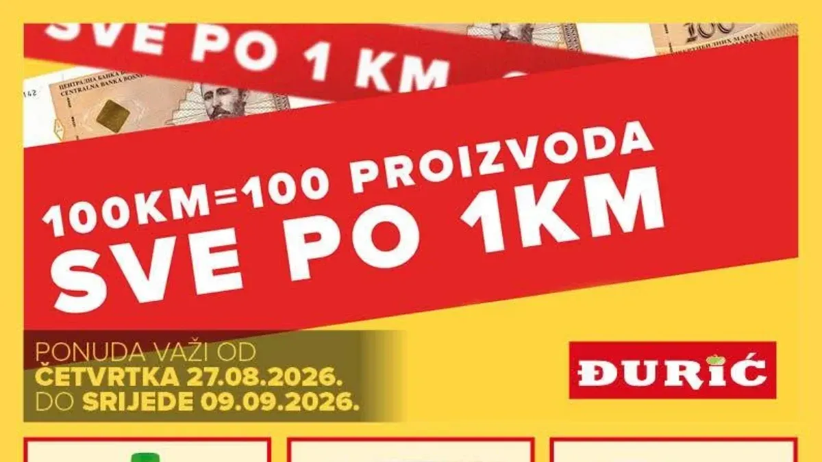 Đurić katalog od 27.08. do 09.09.2026. – čak 100 proizvoda po 1 KM