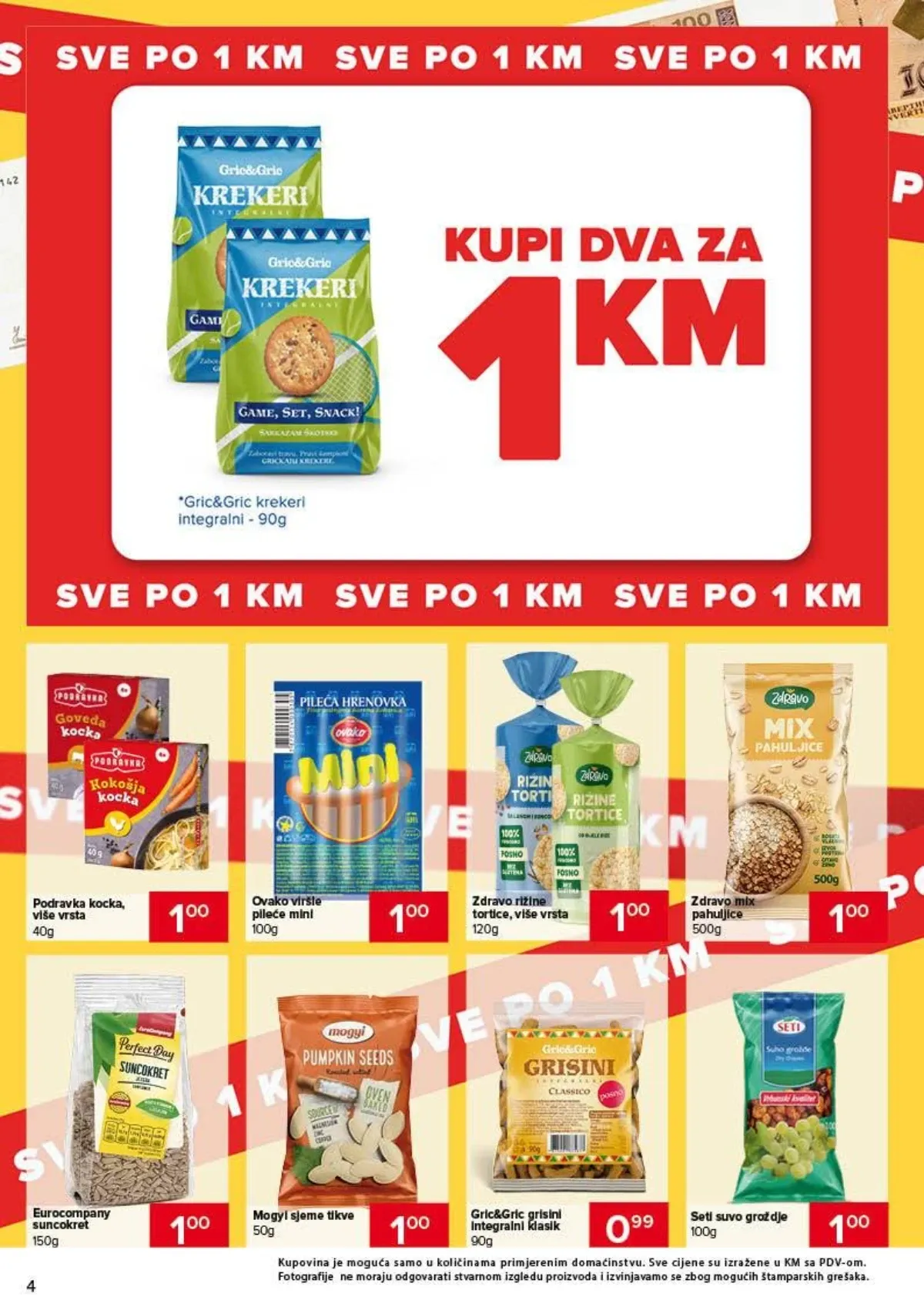 Đurić katalog do 09.09.2026. – krekeri, viršle, rižine tortice, sjemenke i pahuljice po 1 KM