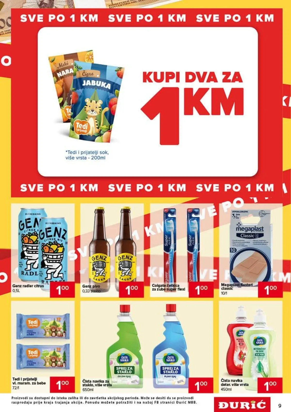 Đurić katalog do 09.09.2026. – sokovi, pivo, sredstva za čišćenje i higijenu po 1 KM