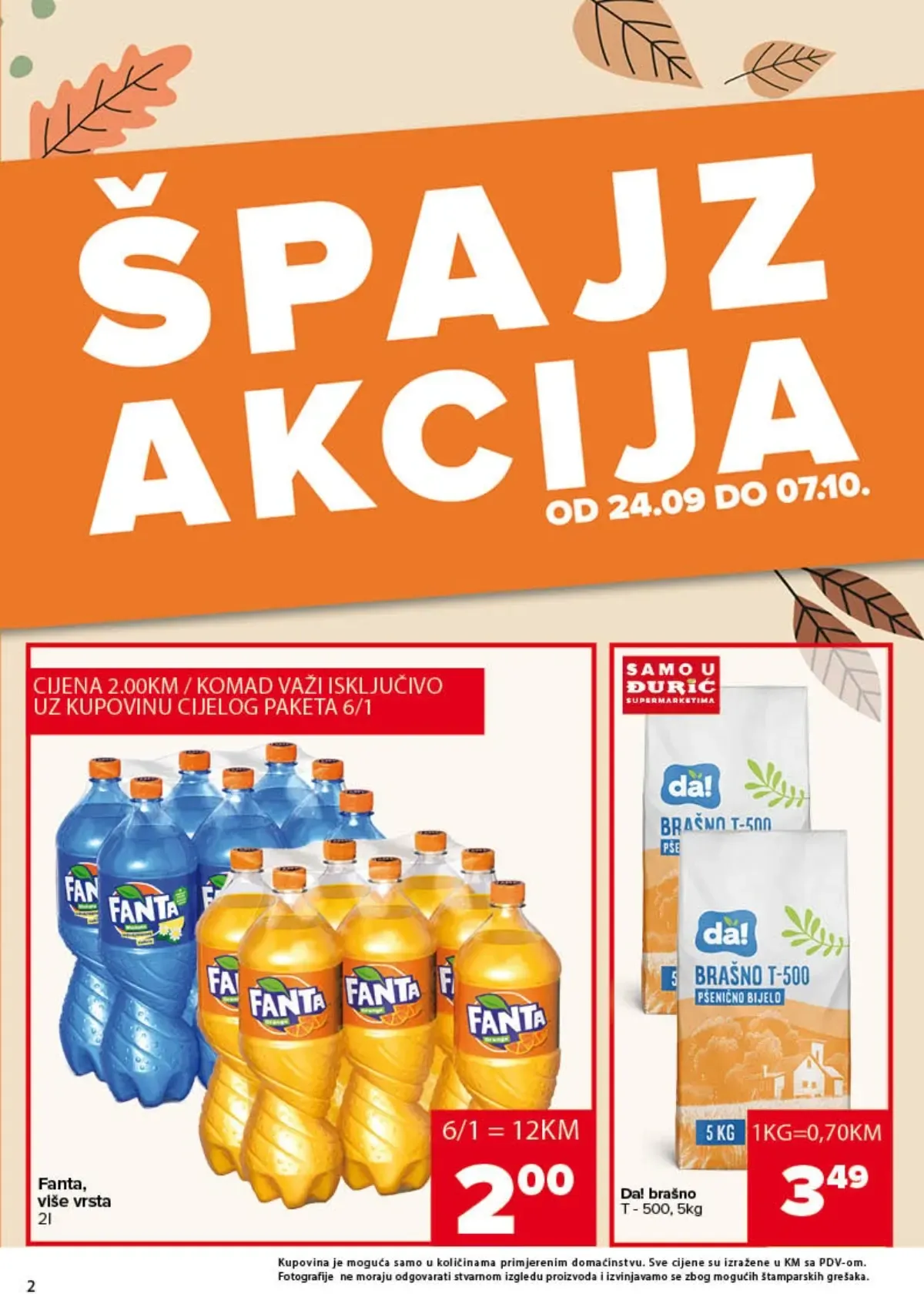 Đurić ŠPAJZ katalog do 07.10.2026. – Fanta i brašno po akcijskim cijenama