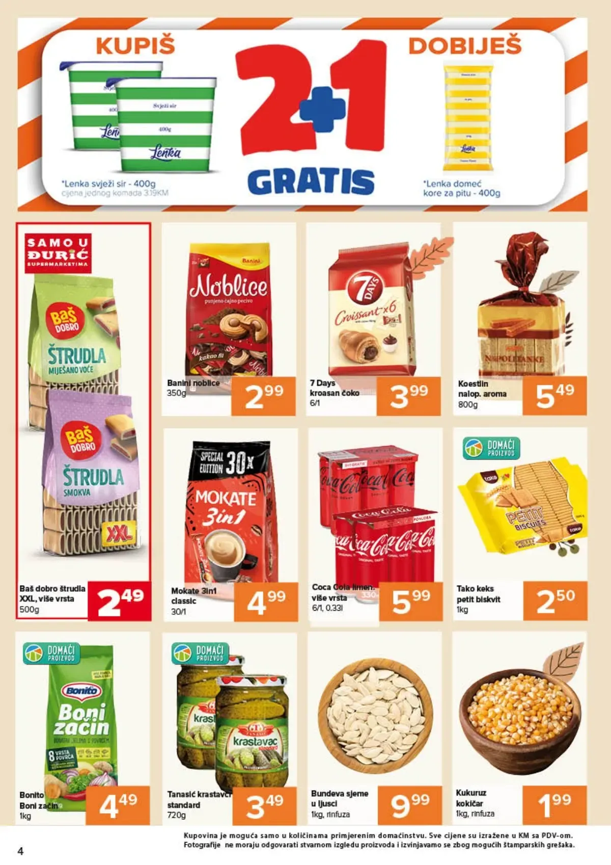 Đurić katalog do 07.10.2026. – štrudla, Noblice, Coca-Cola i namirnice