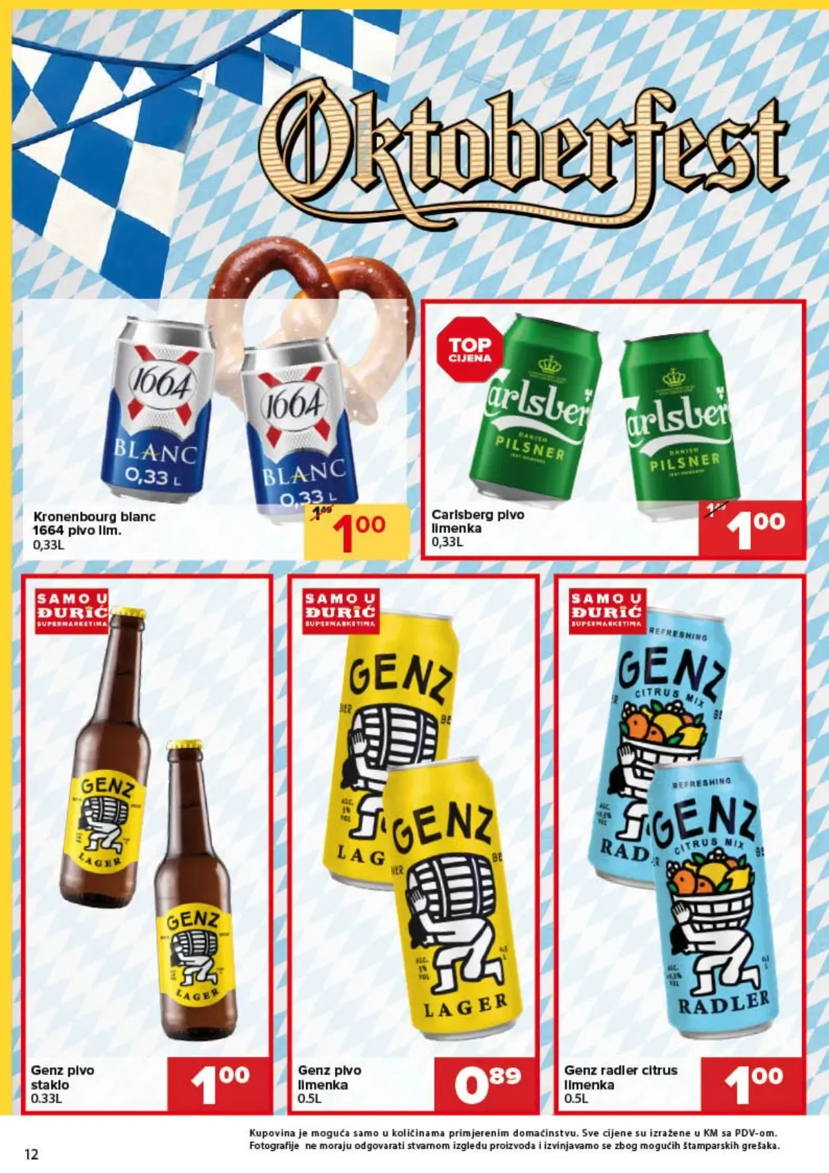 Đurić Oktoberfest akcija do 07.10.2026. – Carlsberg i Kronenbourg pivo