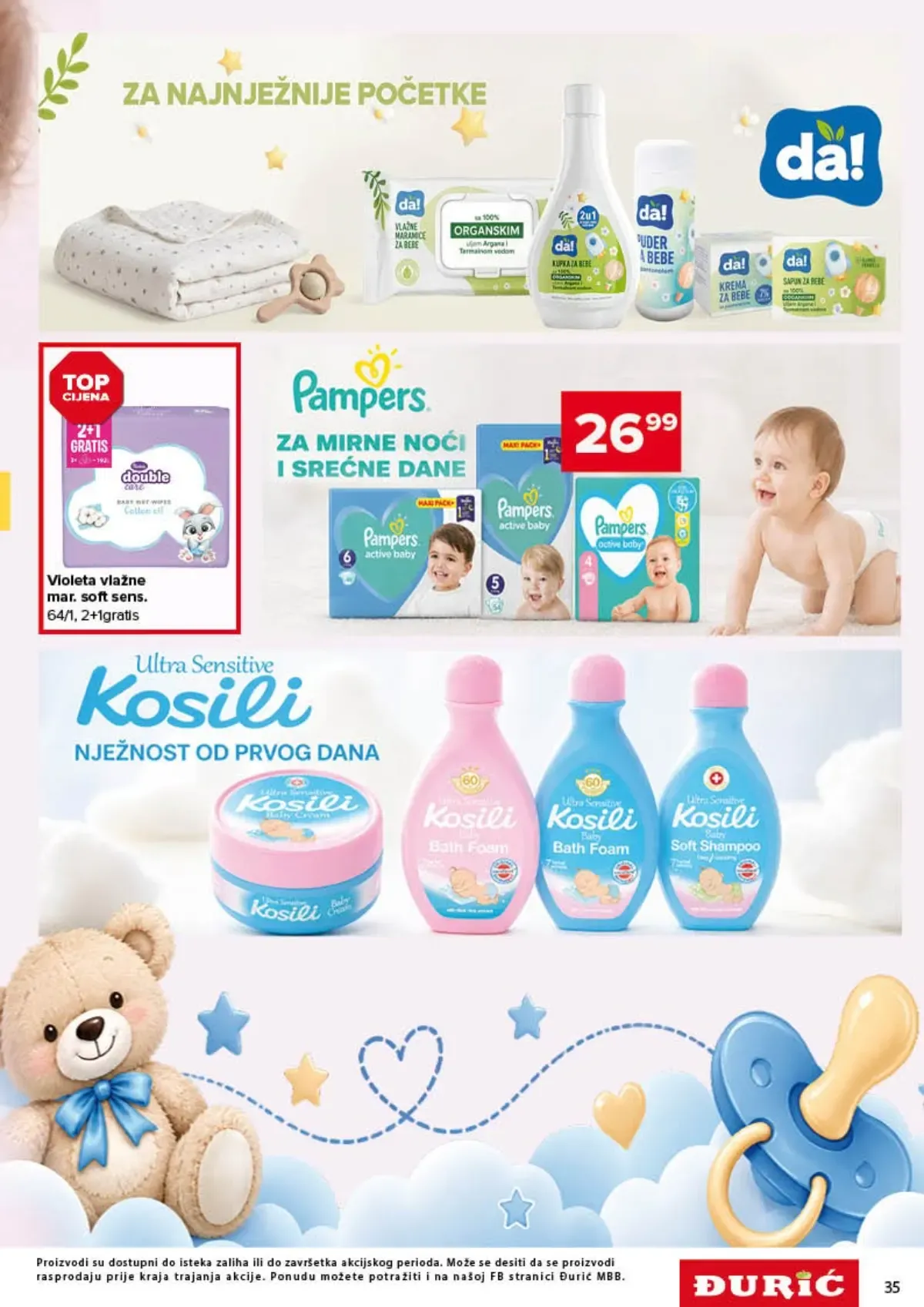 Đurić katalog do 07.10.2026. – Pampers, Violeta i Kosili proizvodi za bebe