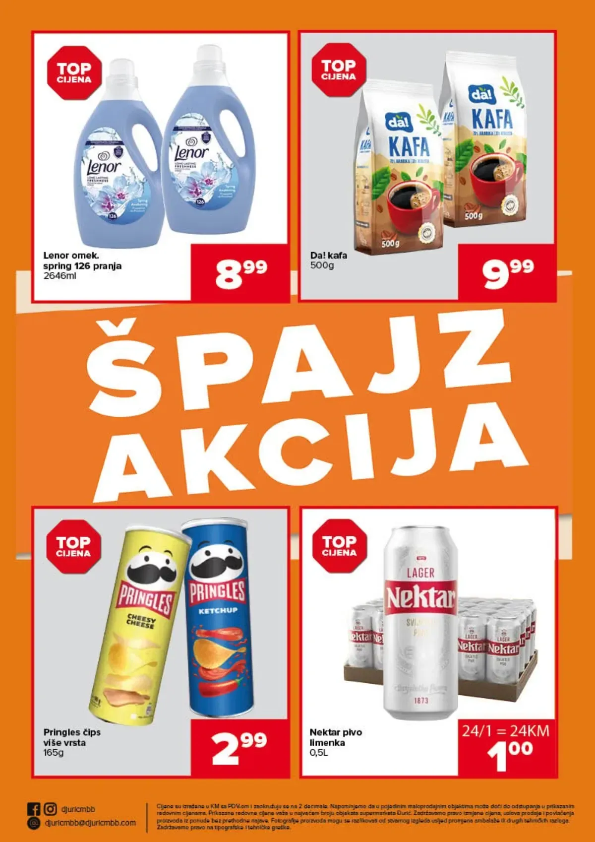 Đurić ŠPAJZ akcija do 07.10.2026. – Lenor, kafa, Pringles i Nektar pivo