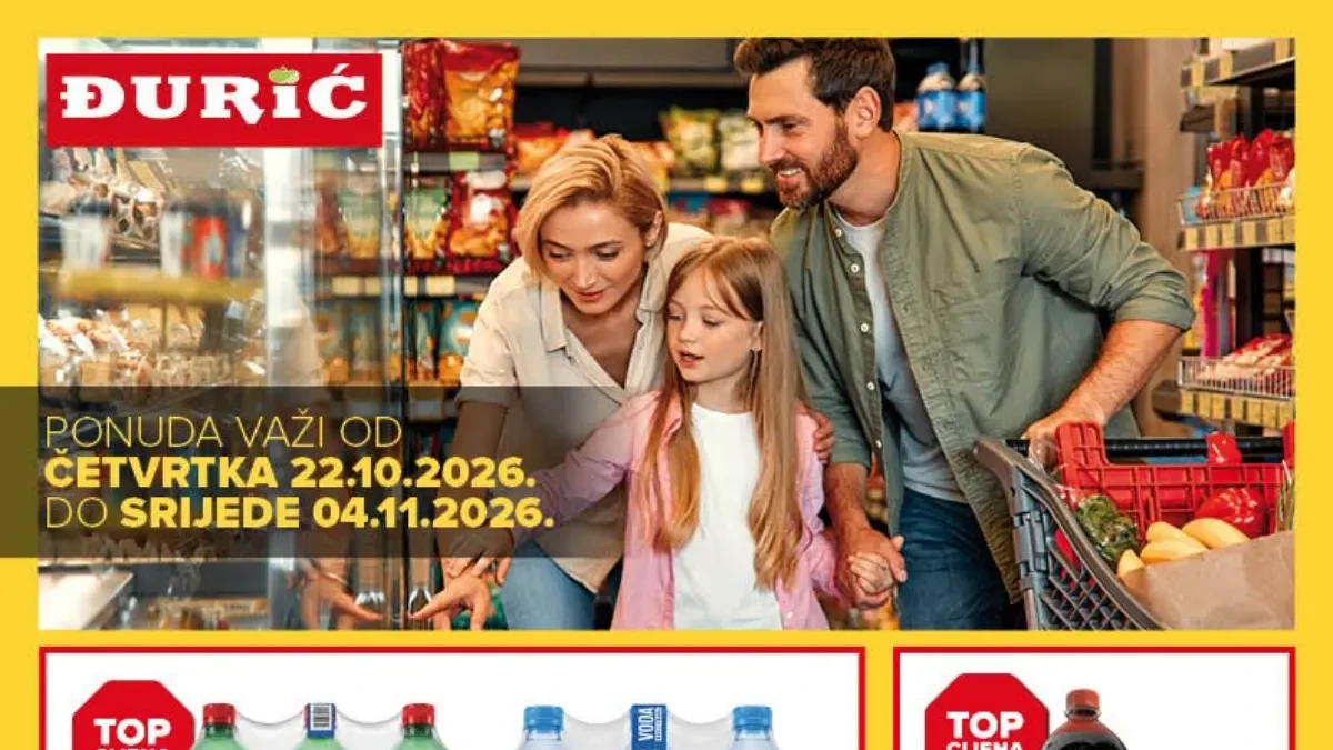 Đurić katalog od 22.10. do 4.11.2026. – TOP cijene, akcije 2+1 gratis i patike poznatih brendova na sniženju