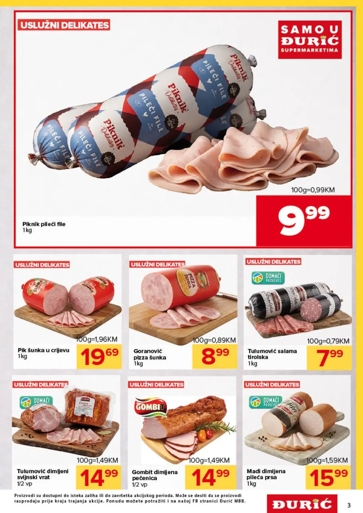 Đurić katalog 08–21.10.2026. – Piknik pileći file, šunka, salama, dimljena pečenica i pileća prsa na akciji