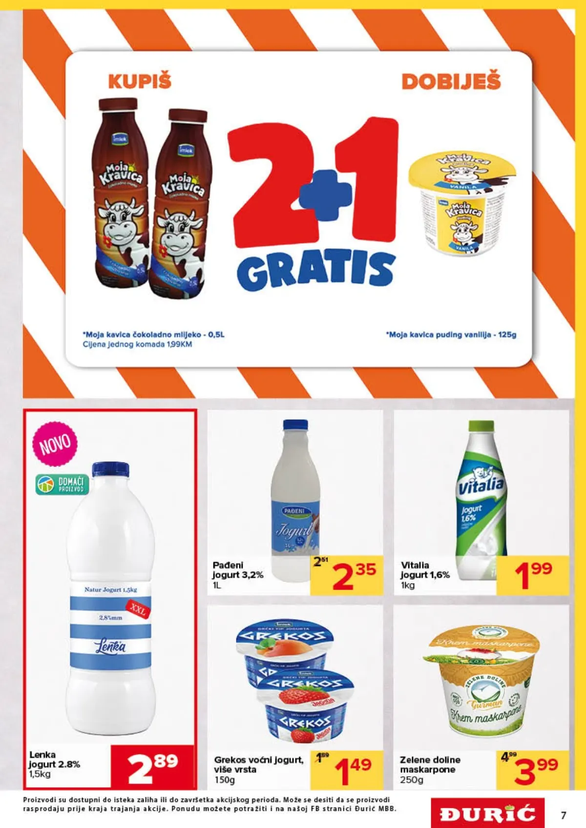 Đurić katalog 08–21.10.2026. – mlijeko, jogurt i mliječni proizvodi uz 2+1 gratis ponudu