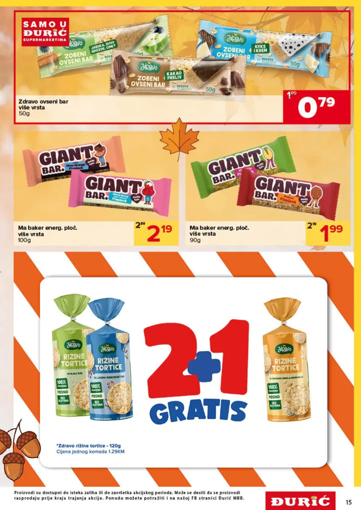 Đurić katalog 08–21.10.2026. – Giant Bar čokoladice i 2+1 gratis ponuda na odabrane proizvode