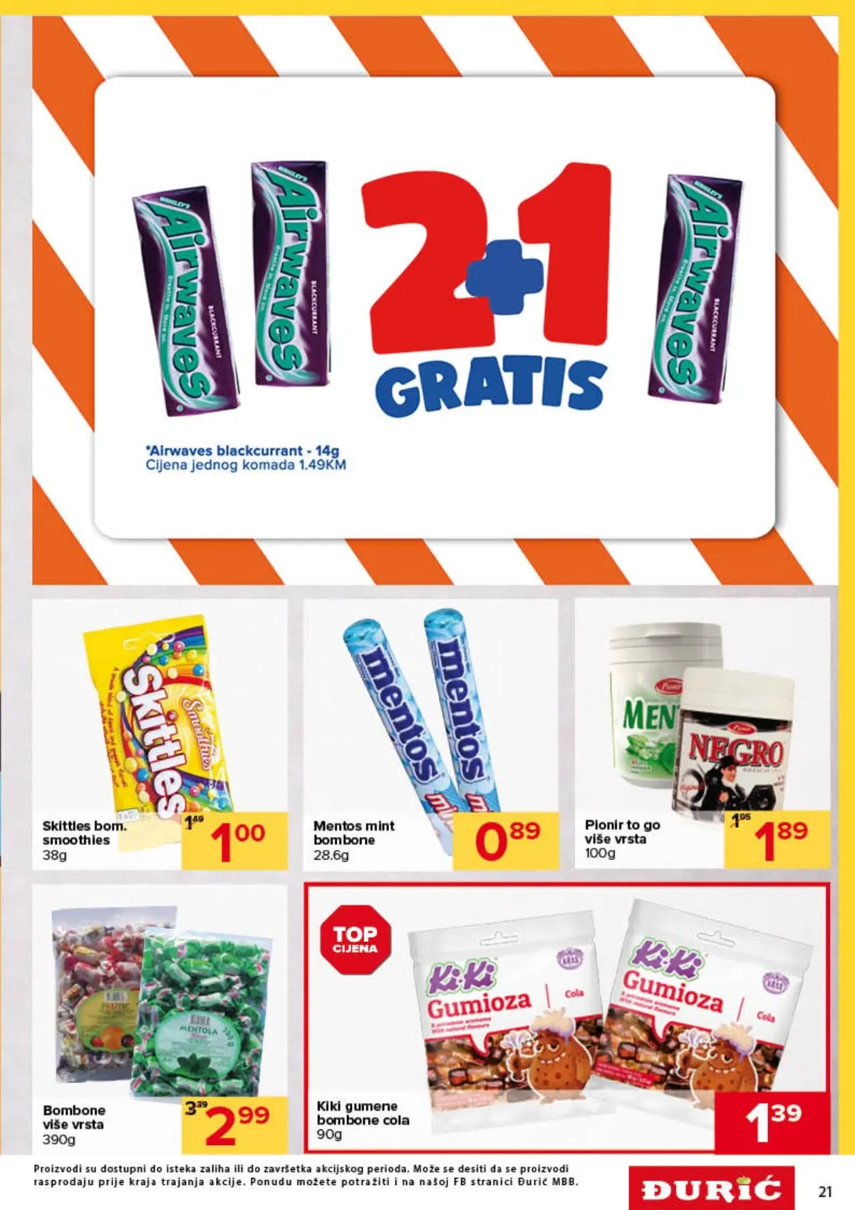 Đurić katalog 08–21.10.2026. – Mentos, bombone, žvakaće gume i 2+1 gratis ponuda
