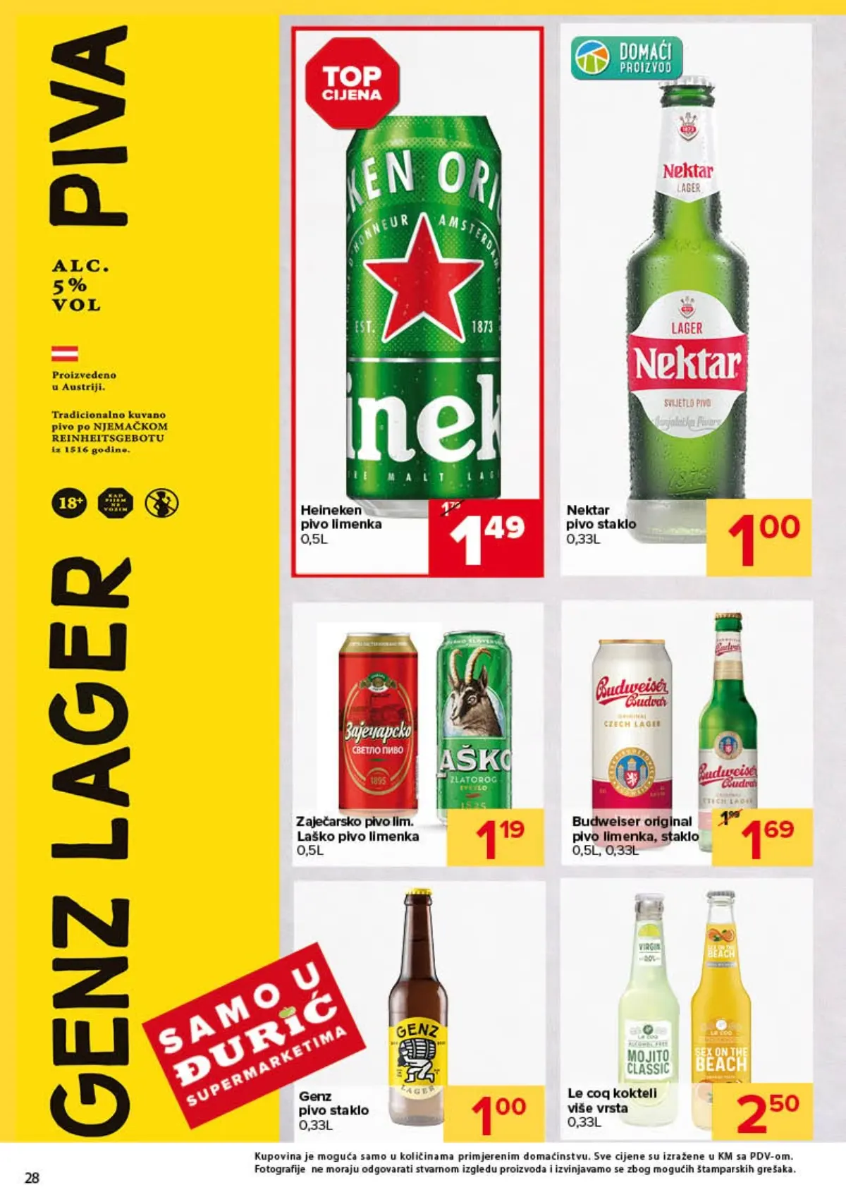 Đurić katalog 08–21.10.2026. – Heineken, Nektar i druga piva po akcijskim cijenama