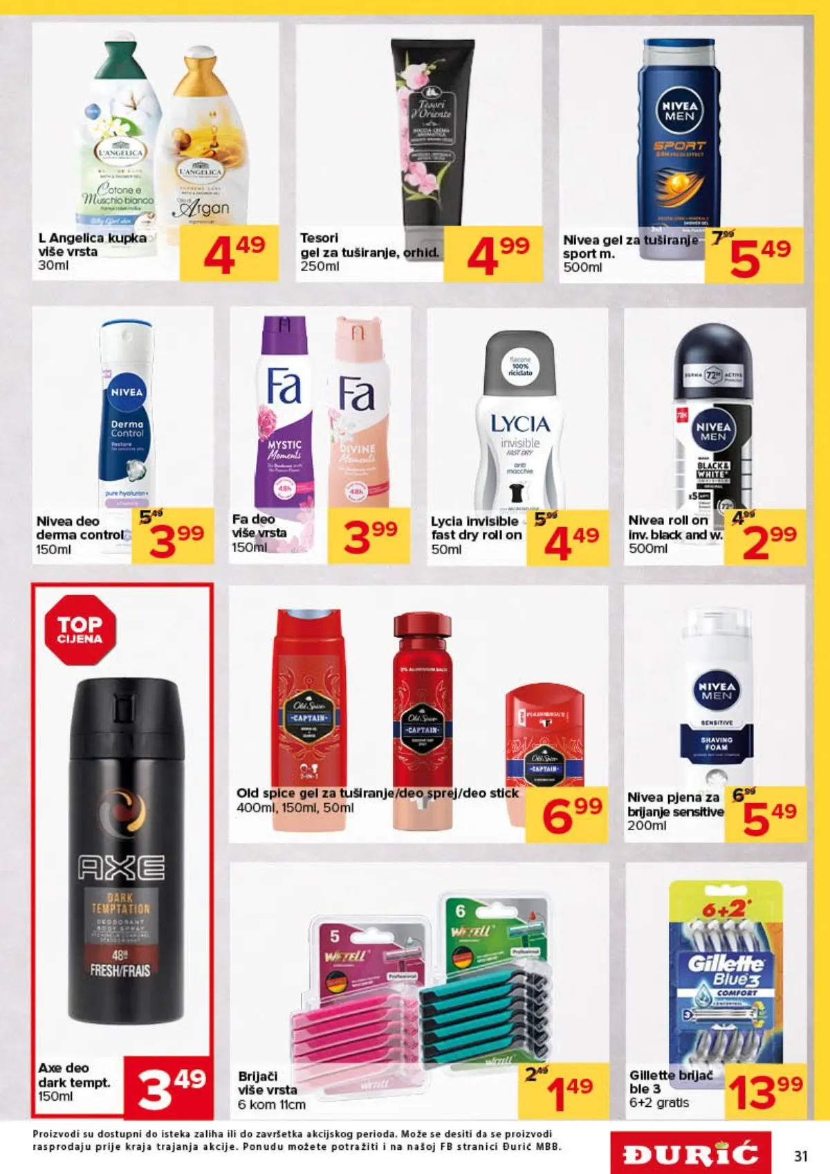 Đurić katalog 08–21.10.2026. – Nivea, Fa, Axe, Dove i proizvodi za ličnu higijenu