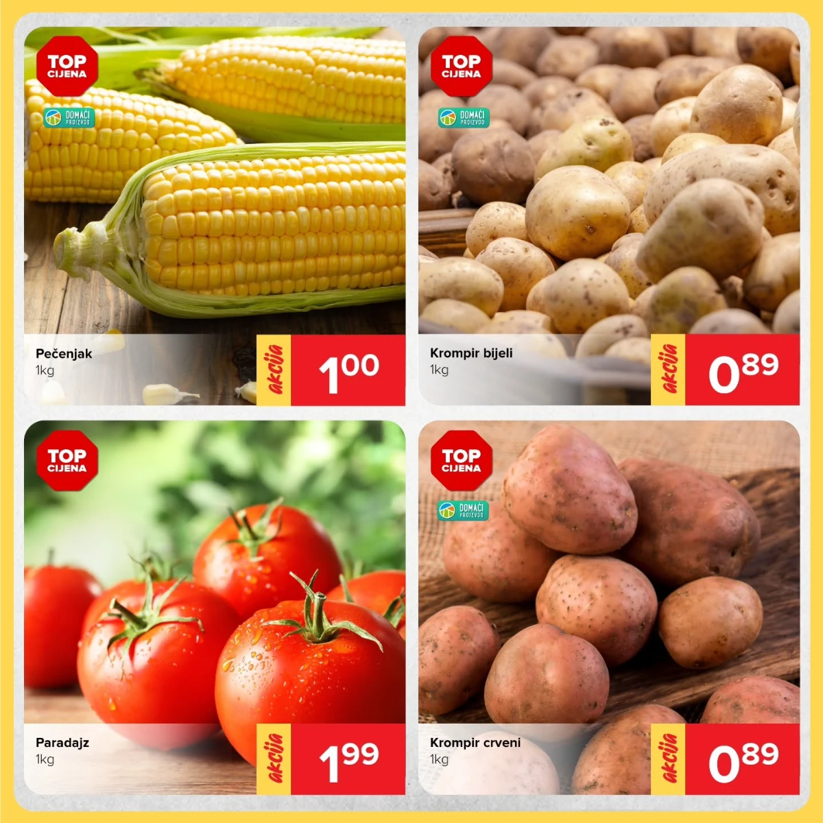 Kukuruz, krompir i paradajz po akcijskim cijenama u Đurić Supermarket vikend akciji