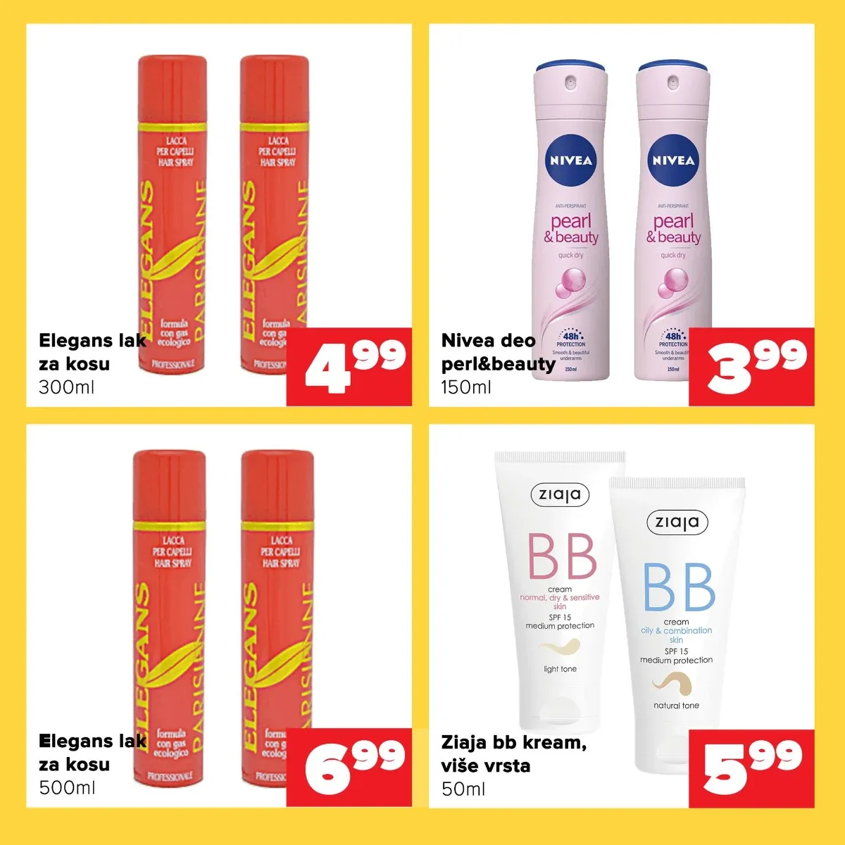 Đurić vikend akcija do 06.09.2026. – Elegans lak za kosu, Nivea dezodorans i Ziaja BB krema