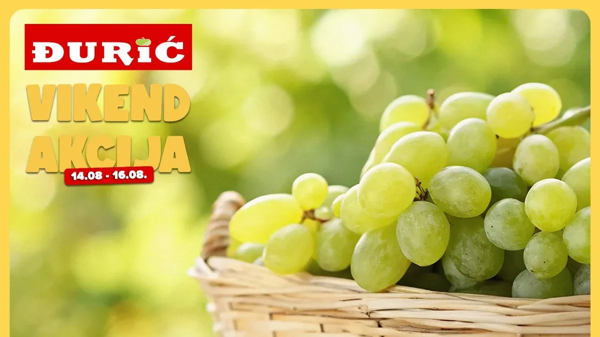 Đurić vikend akcija od 14.08. do 16.08.2026. – meso, voće, povrće, prehrana i proizvodi za domaćinstvo po TOP cijenama