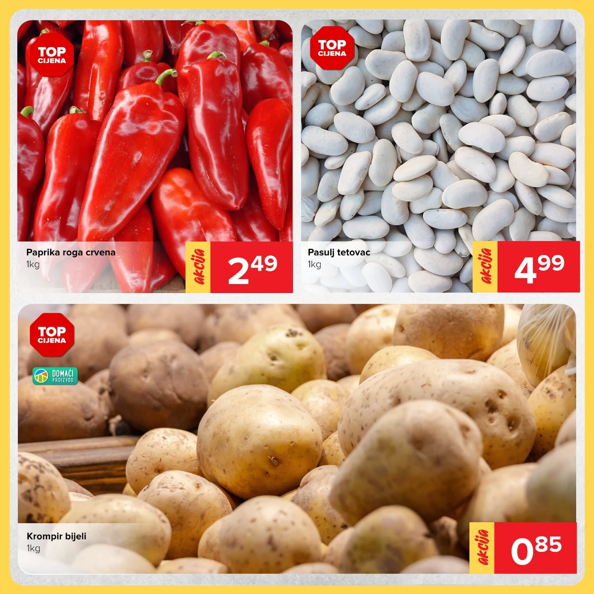 Đurić vikend akcija do 16.08.2026. – crvena paprika roga, pasulj tetovac i bijeli krompir