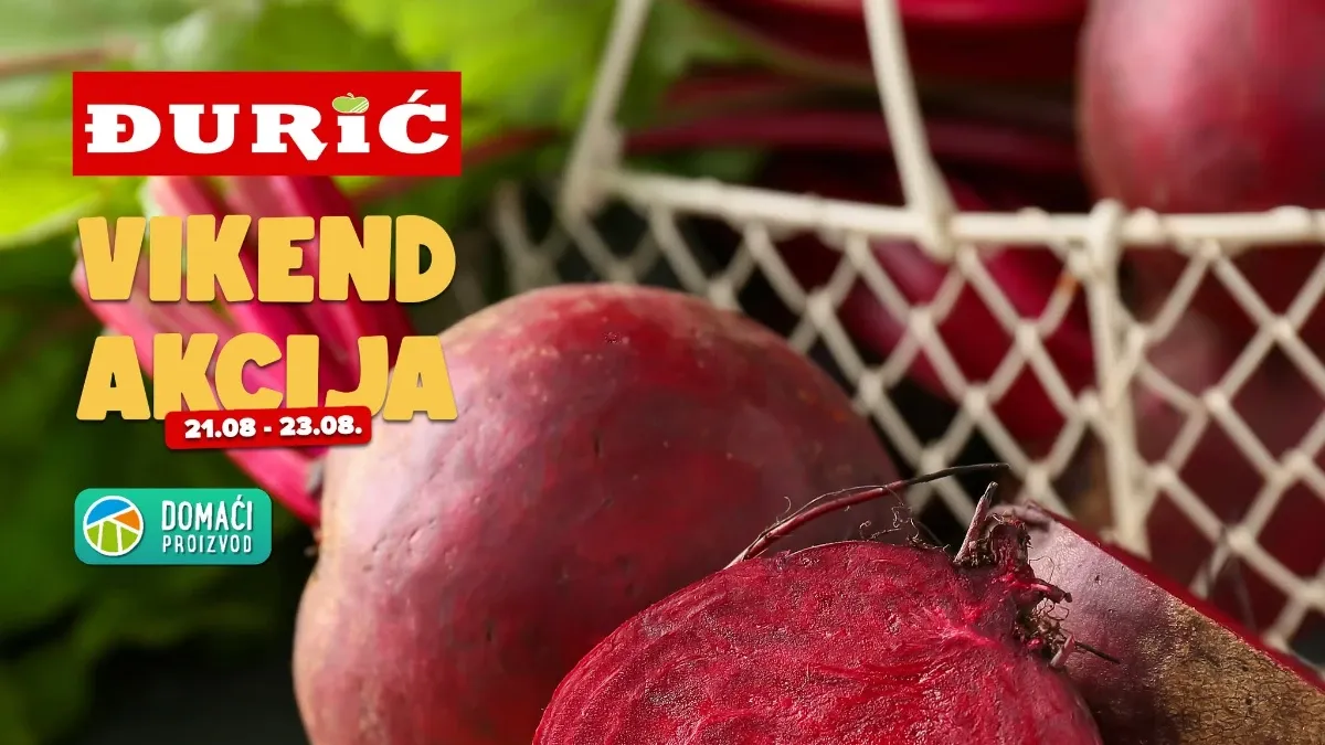 Đurić vikend akcija od 21.08. do 23.08.2026. – prehrana, voće, kozmetika, odjeća i kućne potrepštine