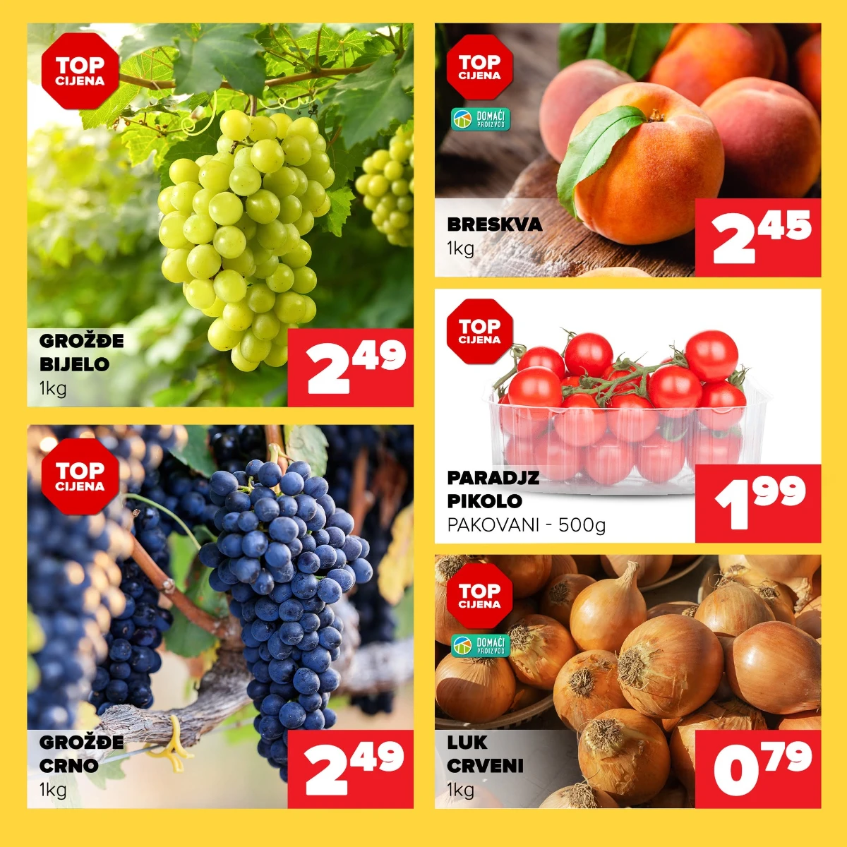 Đurić vikend akcija do 23.08.2026. – grožđe, breskve, paradajz pikolo i crveni luk