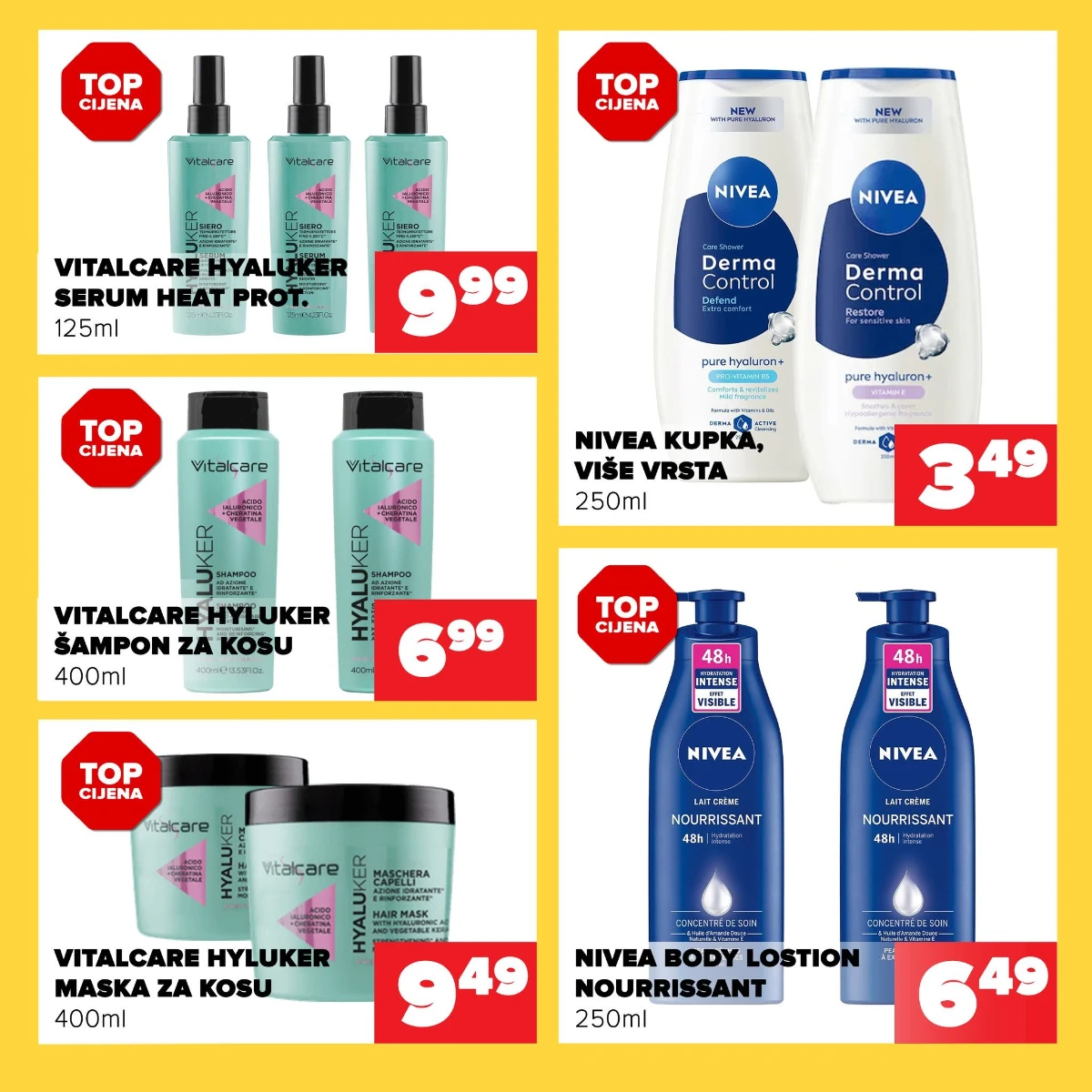 Đurić vikend akcija do 23.08.2026. – Vitalcare Hyaluker proizvodi za kosu i Nivea proizvodi za njegu
