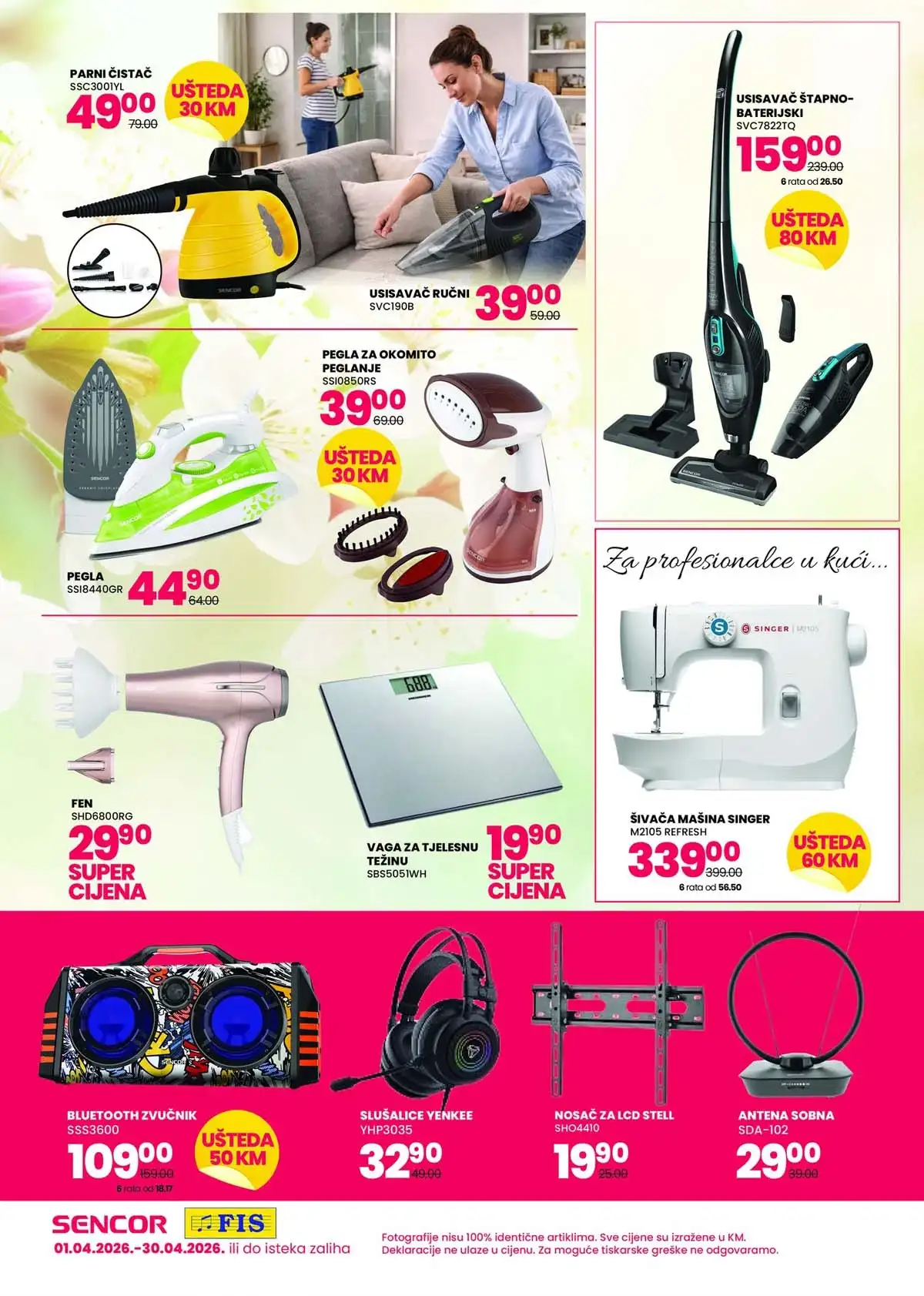 FIS Sencor katalog strana 2 – ponuda i sniženja aparata do 30. aprila 2026