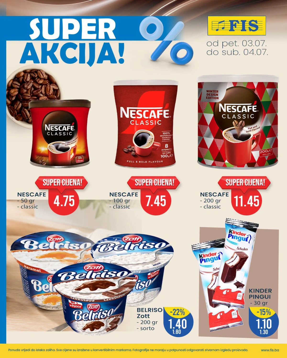 FIS Super akcija strana 3 – kafa, slatkiši i deserti po akcijskim cijenama