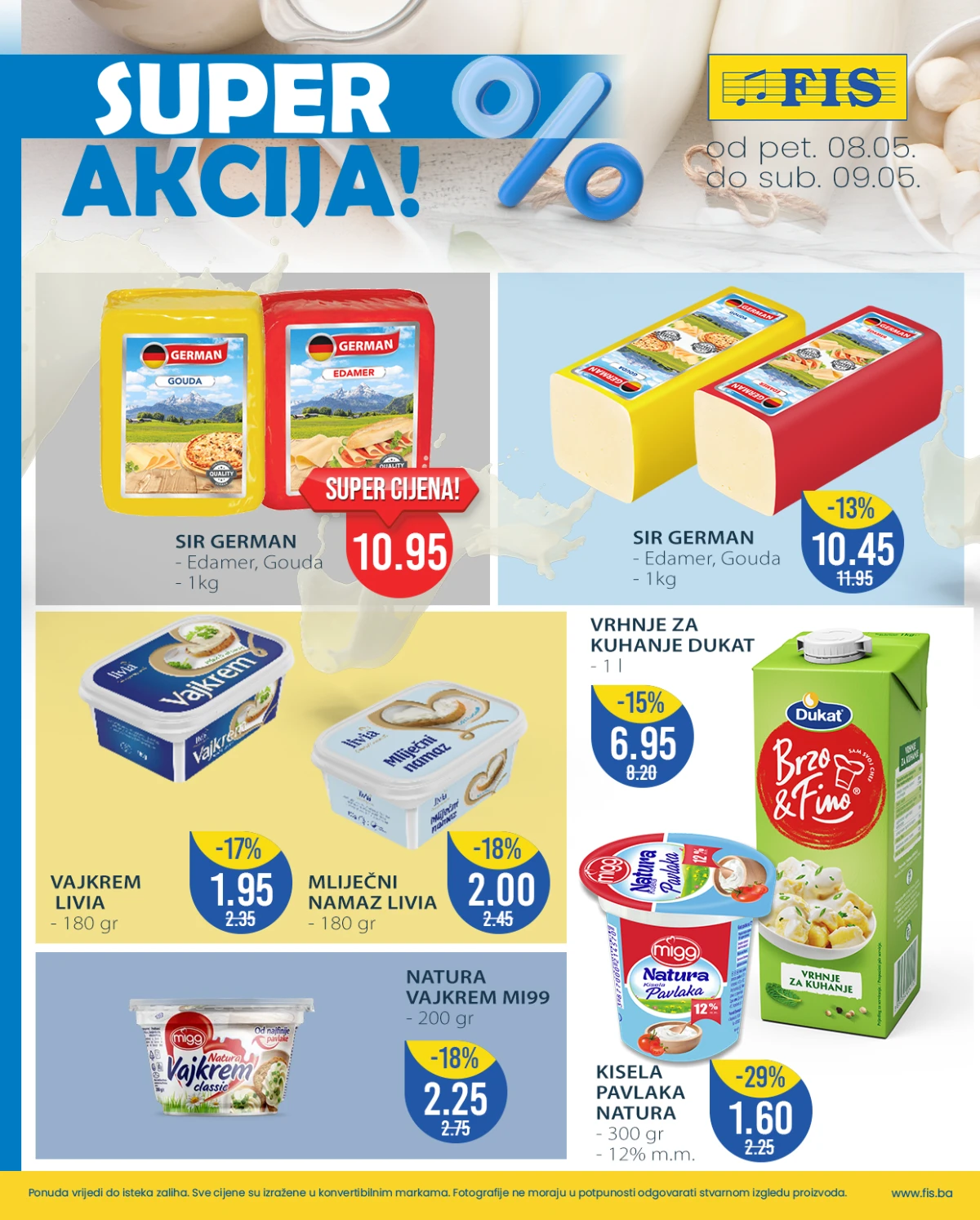 FIS akcija sirevi pavlake i mliječni proizvodi maj 2026