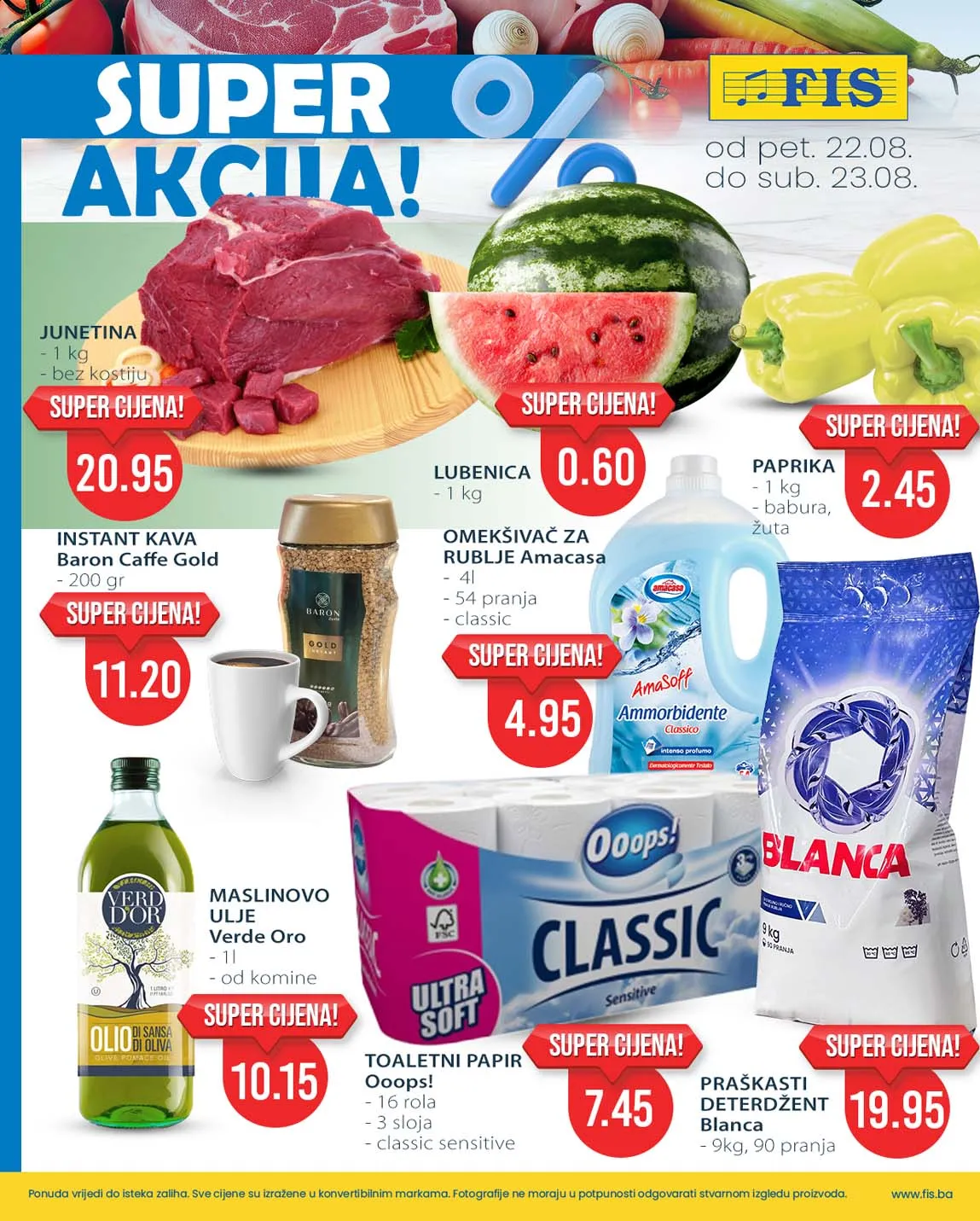 FIS vikend akcija prehrane – sniženja do 23.08.2025 .