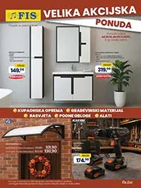 FIS velika akciona ponuda – Kupaonska oprema, alati, rasvjeta i građevinski materijal! Sniženja do 09.11.2025.