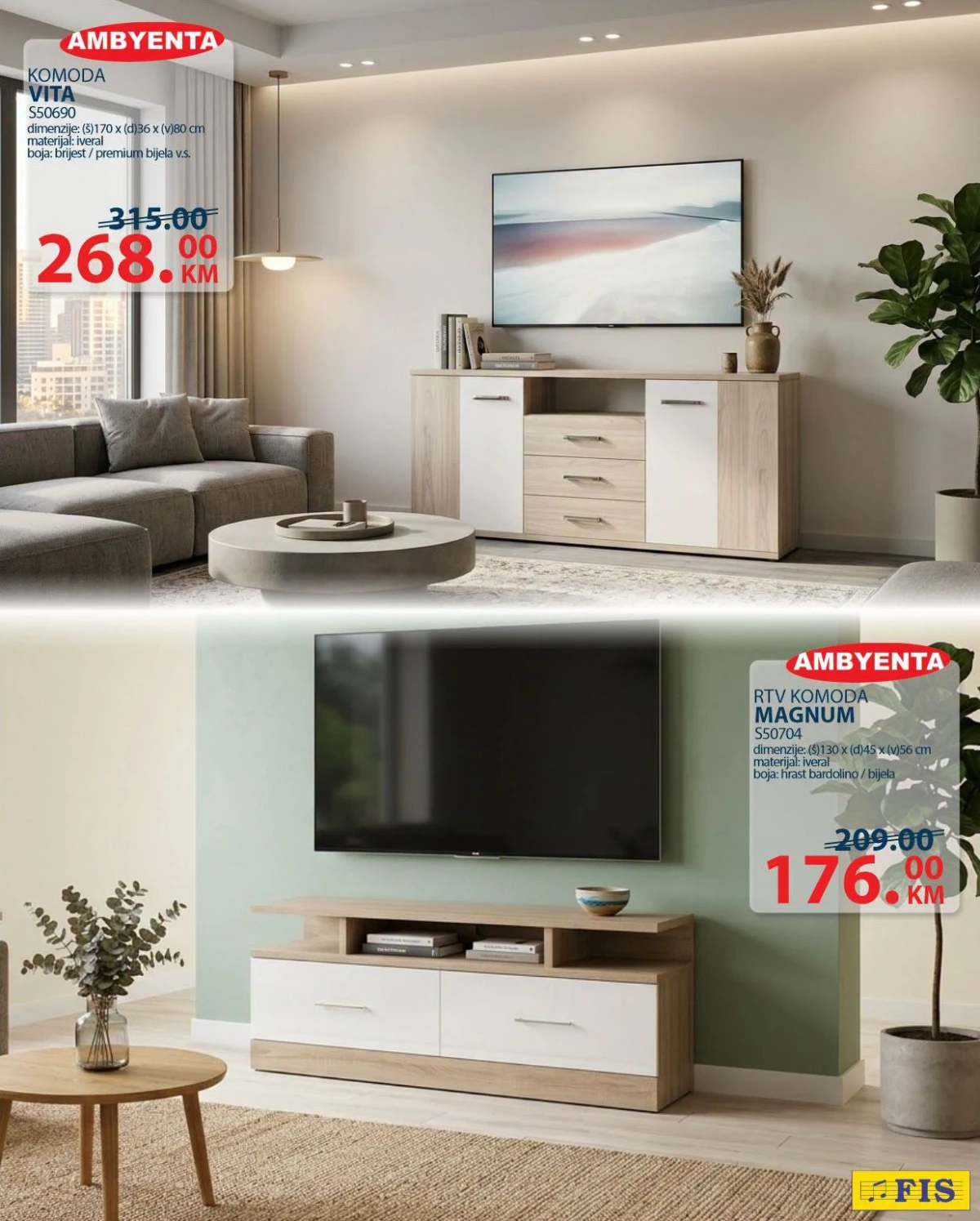 FIS Ambienta komoda Vita i RTV komoda Magnum na akciji do 28.06.2026