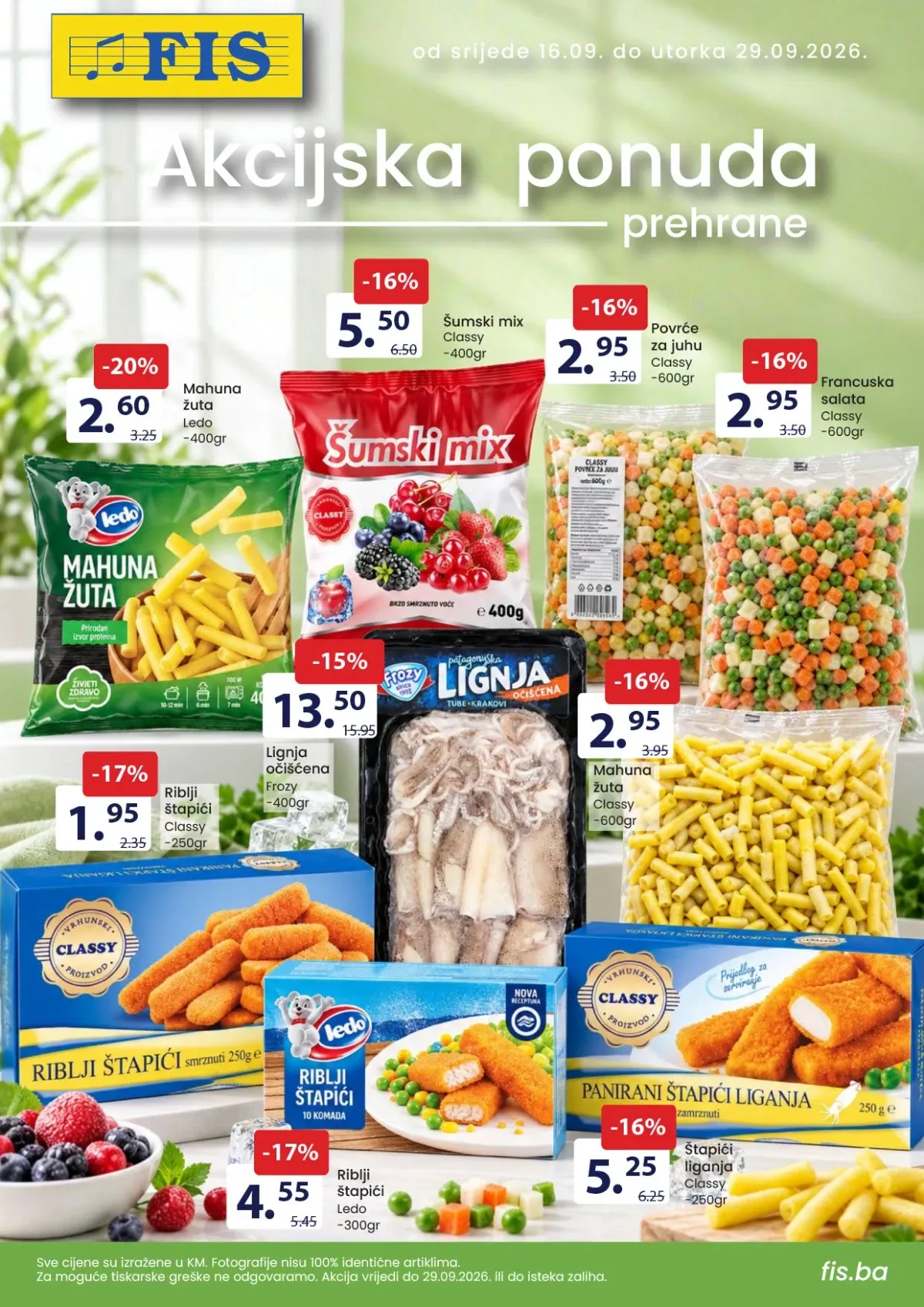 FIS katalog od 16. do 29.09.2026. – smrznuto povrće, voće, lignje i riblji štapići po sniženim cijenama