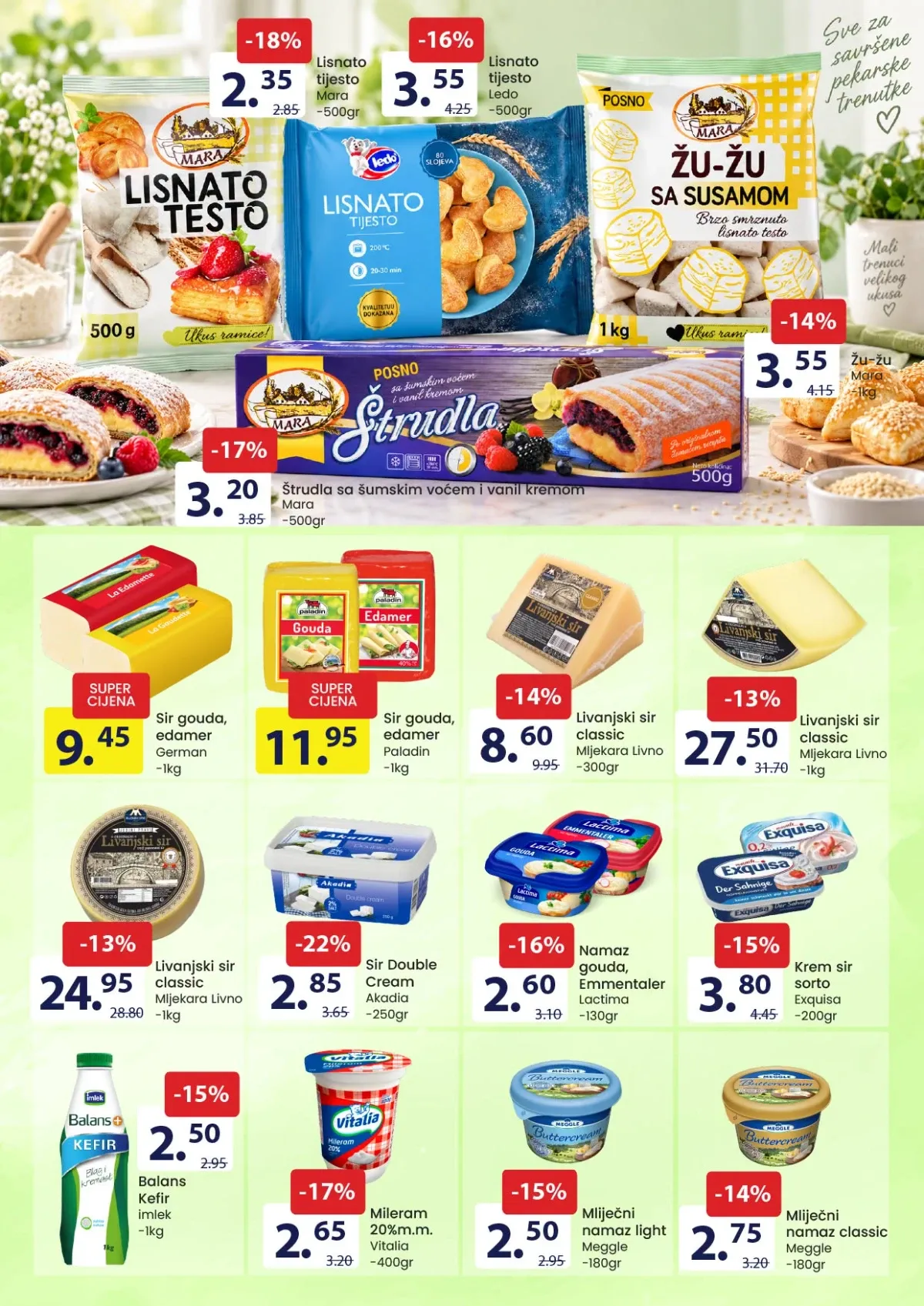 FIS akcija na lisnato tijesto, štrudle, sireve, kefir i mliječne namaze
