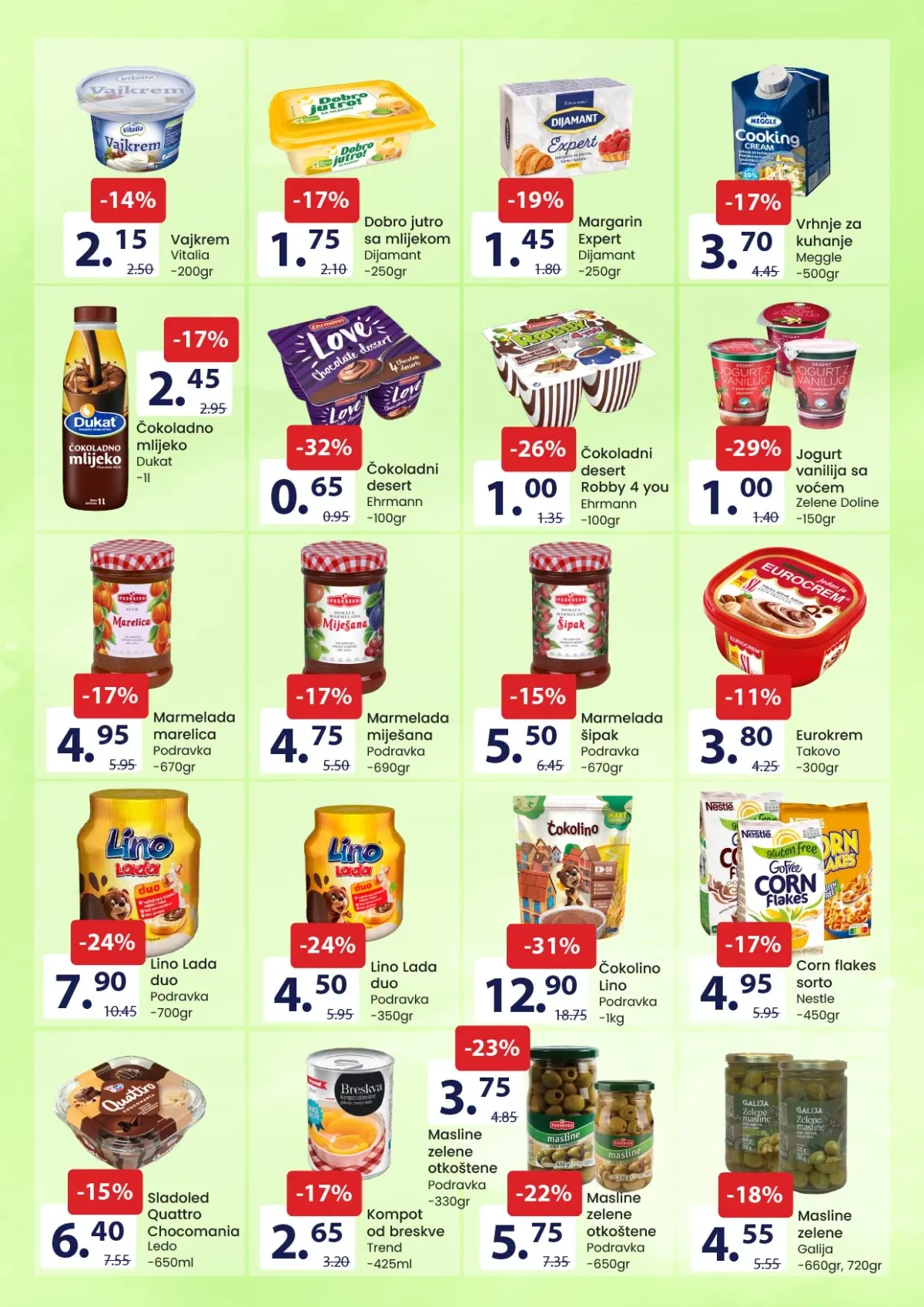 FIS akcija na mliječne deserte, namaze, marmelade, Čokolino i sladoled