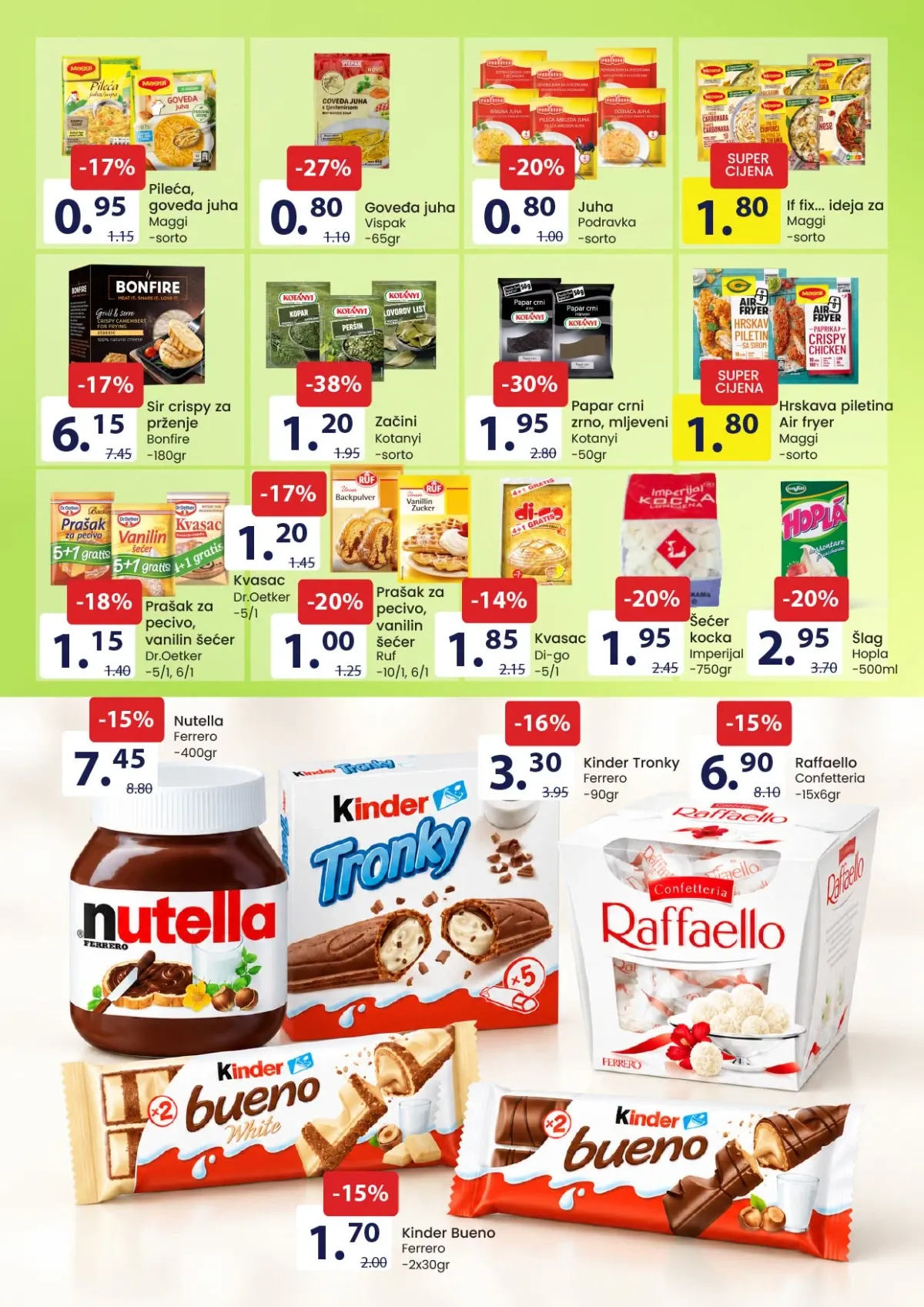 FIS akcija na supe, začine, dodatke za kolače, Nutellu i Ferrero slatkiše