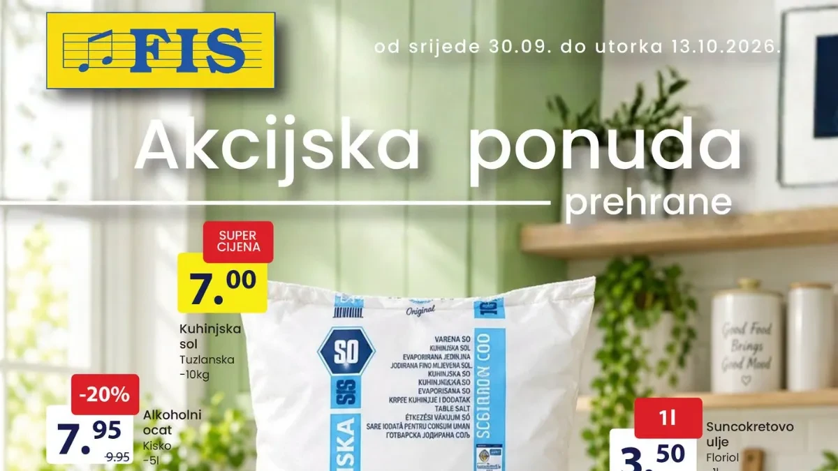 FIS akcijska ponuda prehrane – sniženja do 58% do 13.10.2026.
