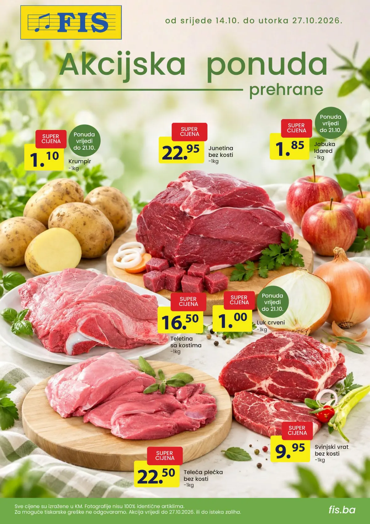 FIS katalog od 14. do 27.10.2026. – akcijske cijene mesa, krompira, jabuka i crvenog luka
