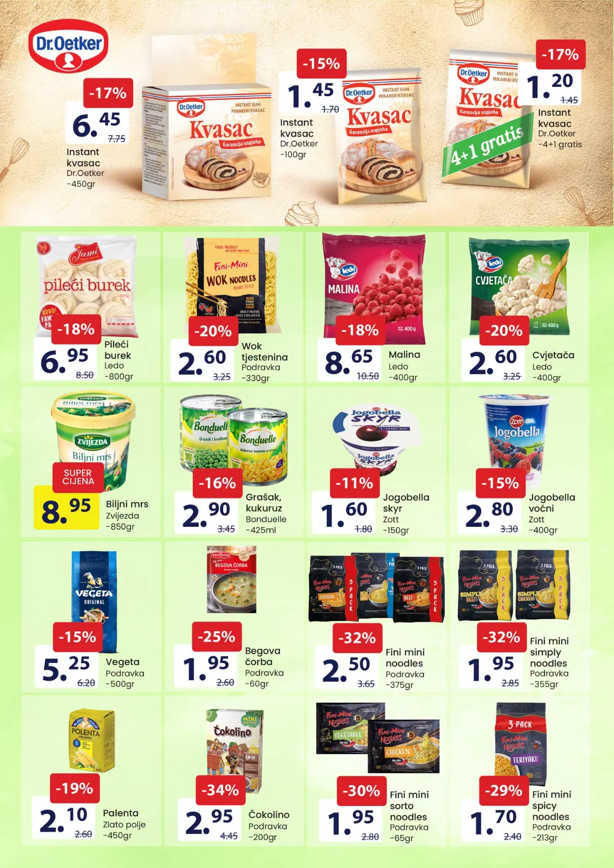 FIS katalog – stranica 5: Čokolino Podravka 200 g za 2,95 KM i Ledo cvjetača 400 g za 2,60 KM