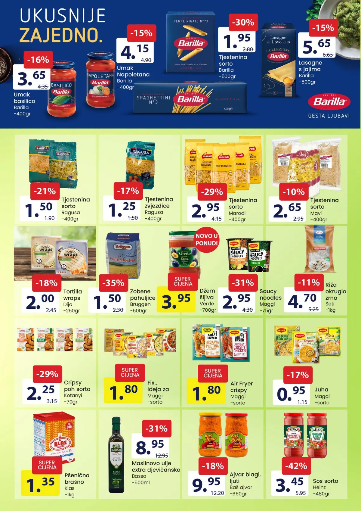 FIS katalog – stranica 6: Heinz sos 480 g za 3,45 KM i Barilla tjestenina 500 g za 1,95 KM