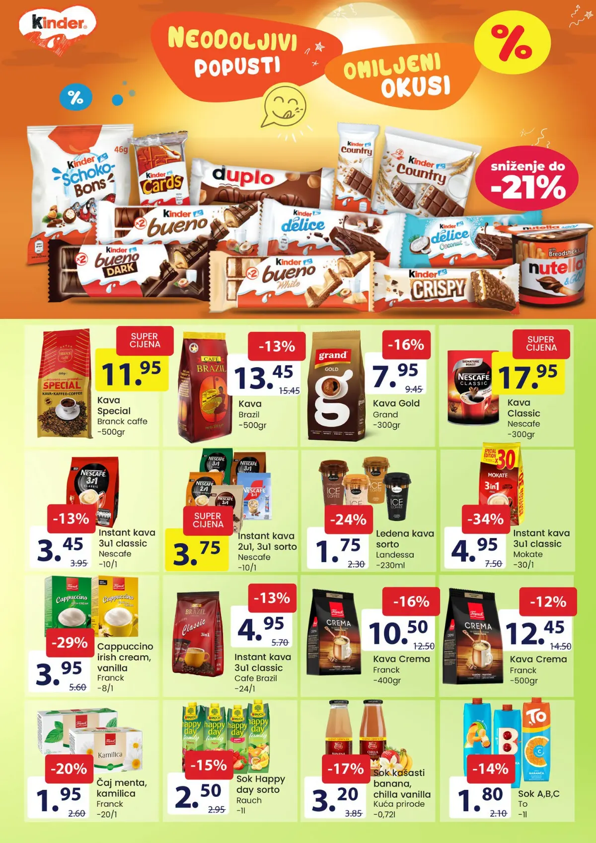 FIS katalog – stranica 10: Mokate instant kafa 3u1 classic 30 komada za 4,95 KM i Franck cappuccino 8 komada za 3,95 KM