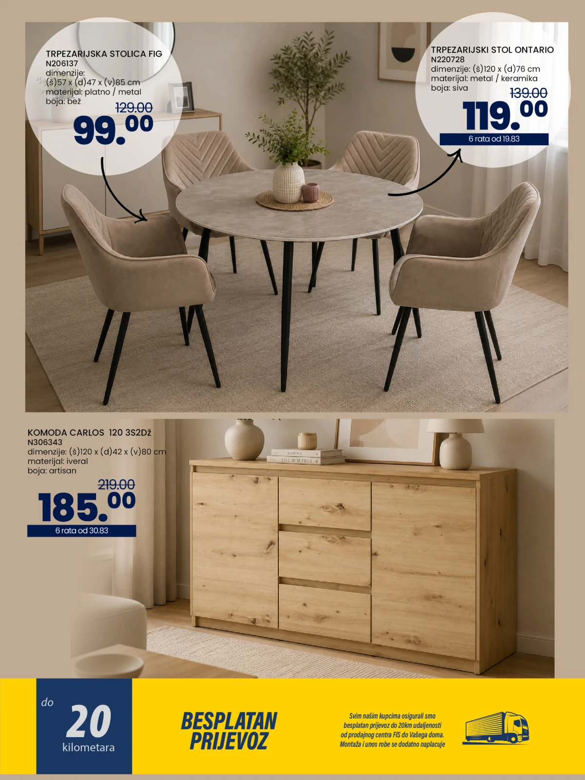 FIS katalog strana 49 – trpezarijski stolovi, komode i namještaj