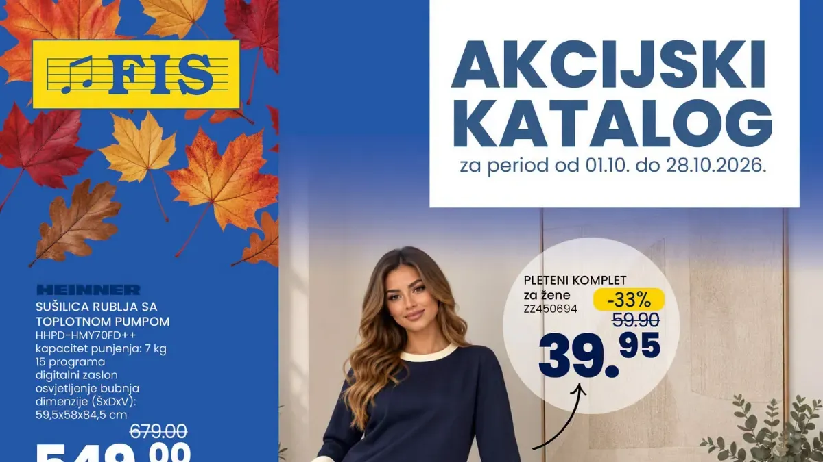 FIS novi akcijski katalog 01–28.10.2026. – jesenje sniženje za dom, tehniku i garderobu