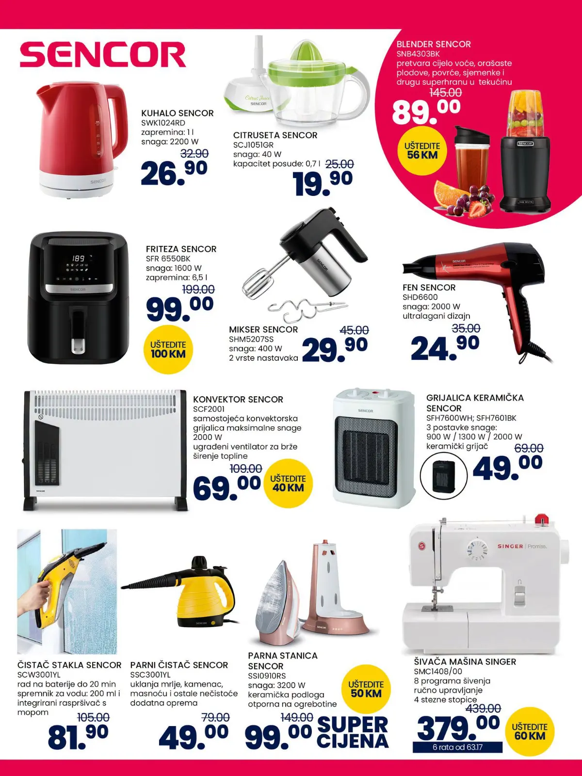 FIS katalog – Sencor kuhala, friteze, fenovi i mali kućanski aparati